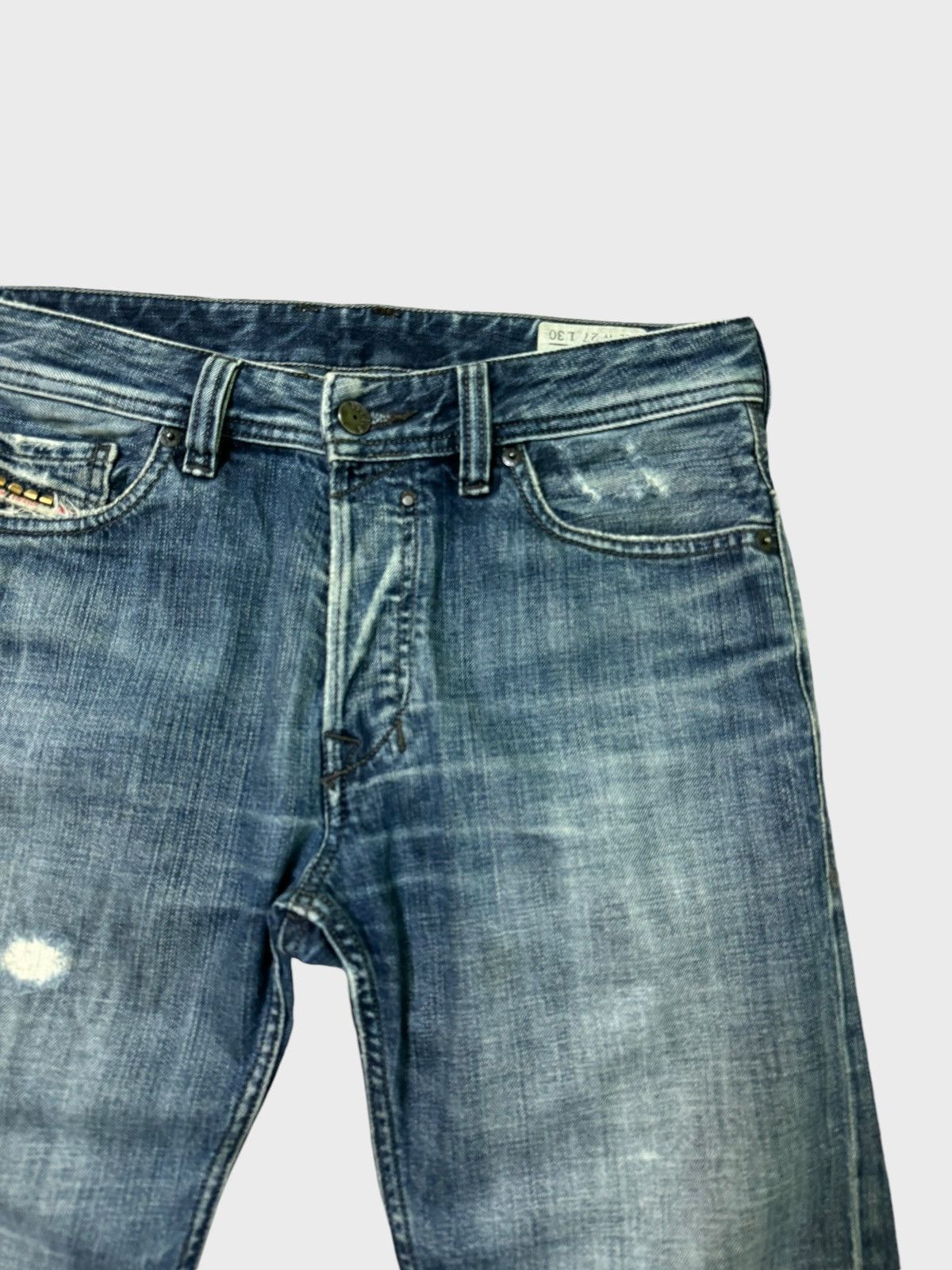 DIESEL INDUSTRY SNAP BUTTON DISTRESSED DENIM JEANS - 5