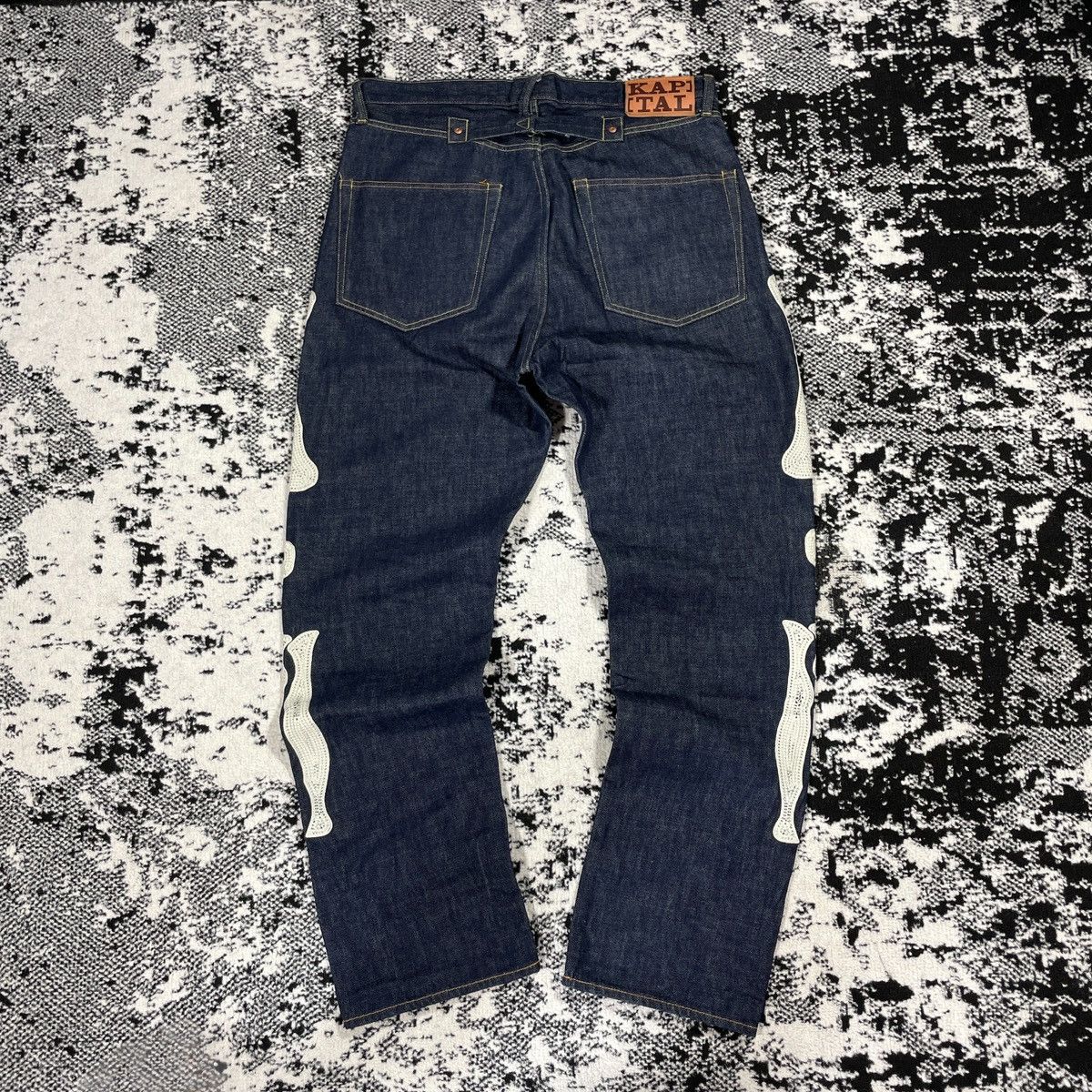 KAPITAL KOUNTRY OKAGILLY SKELETON BONES DENIM PANTS - 2