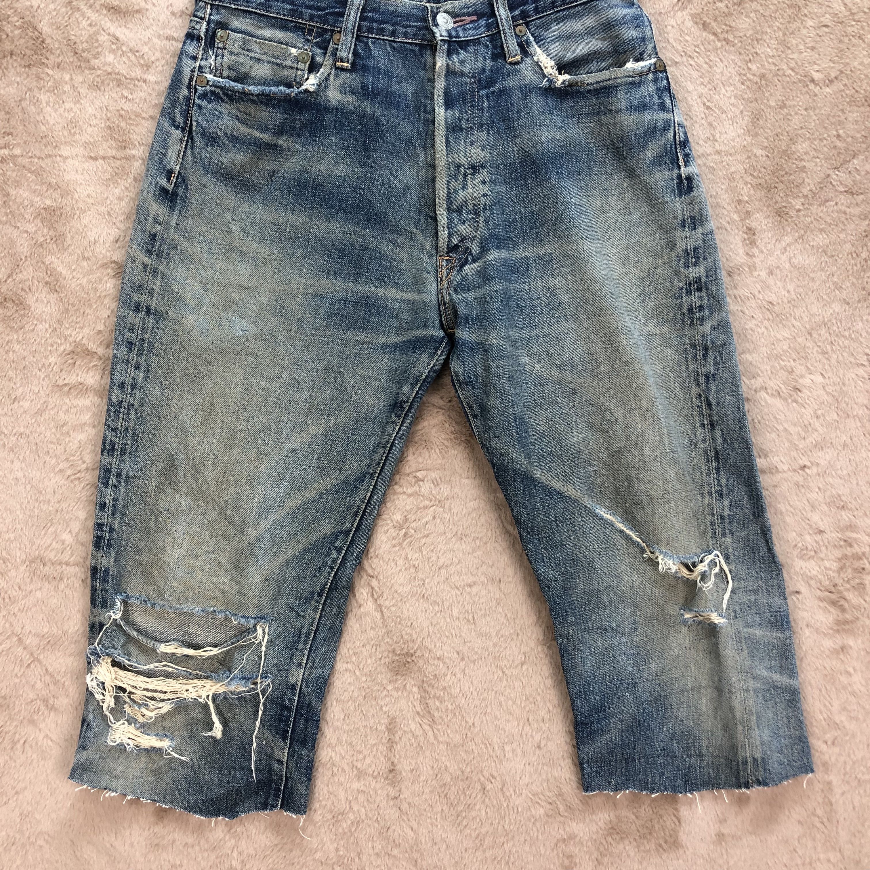 Vintage - TRASHED🔥 DENIME Selvedge Cutoff Rusty Denim Shorts #5064-22 - 6