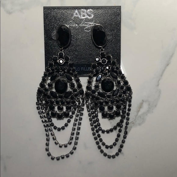 ABS Allen Schwartz - ABS Black Statement Dangle Chandelier Earrings - 1