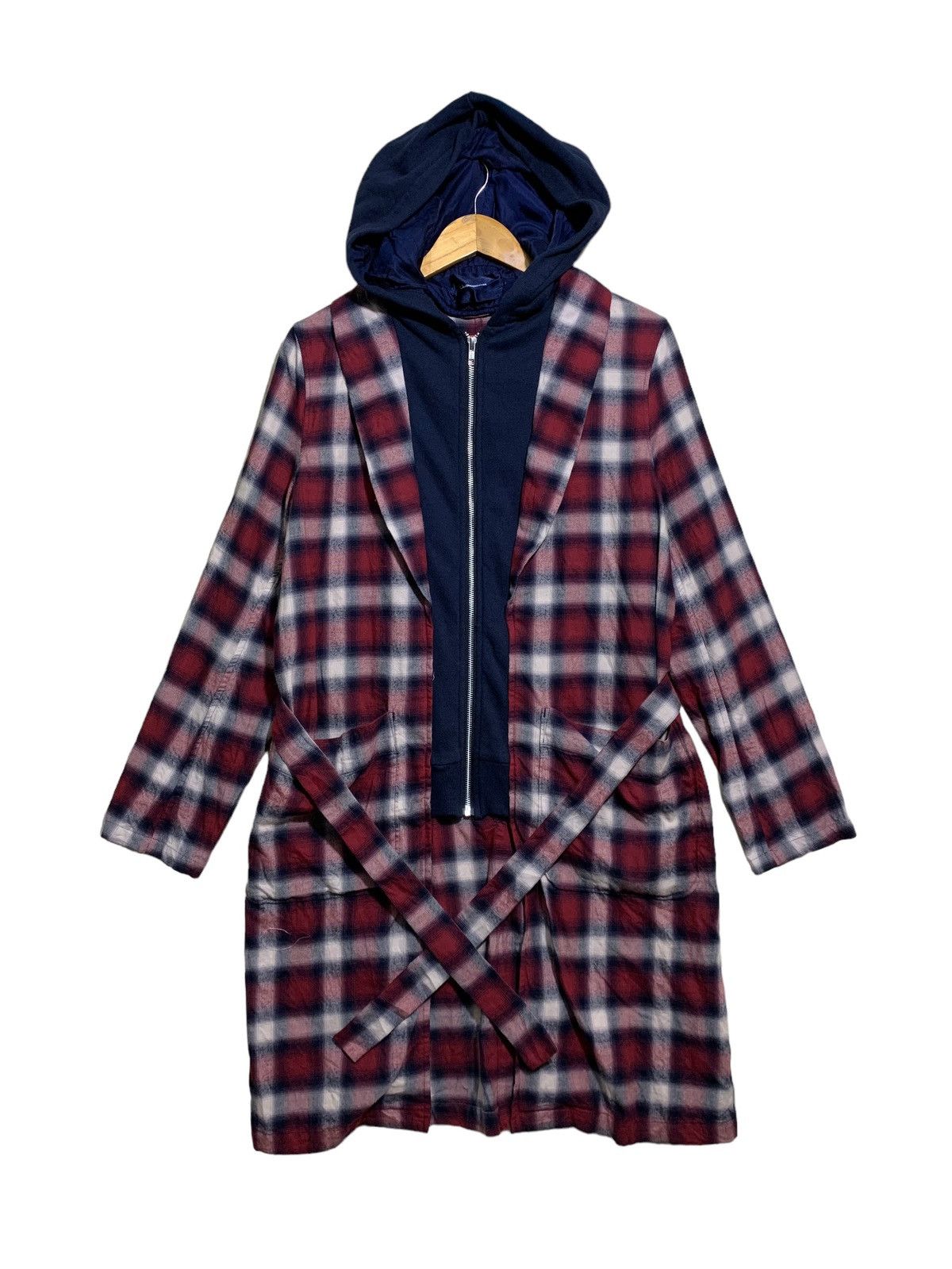 🔥John UNDERCOVER TARTANS TRENCH COATS HOODIE - 1