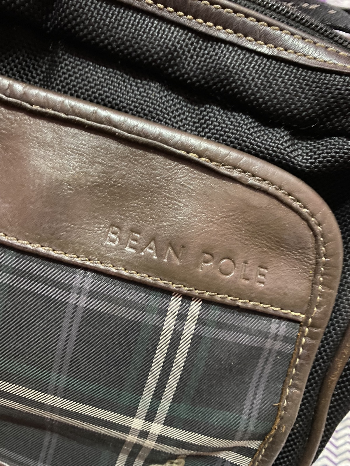 Other Designers Vintage - Vintage BEAN POLE Chessboard Leather Spellout  Logo Sling Bag, outfitsapien
