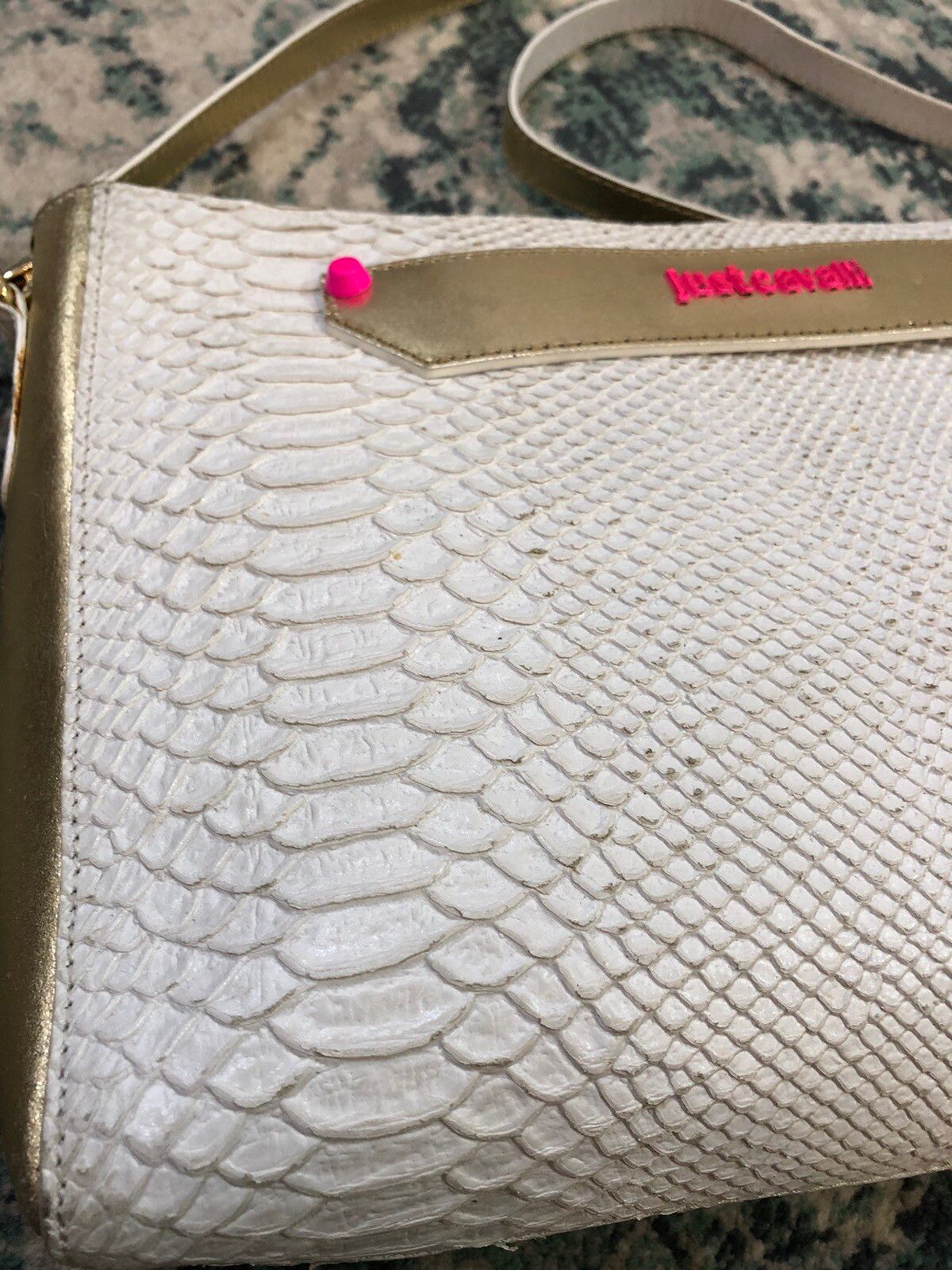 Just Cavalli Authentic Leather Crocodile Calf Skin Handbag - 4