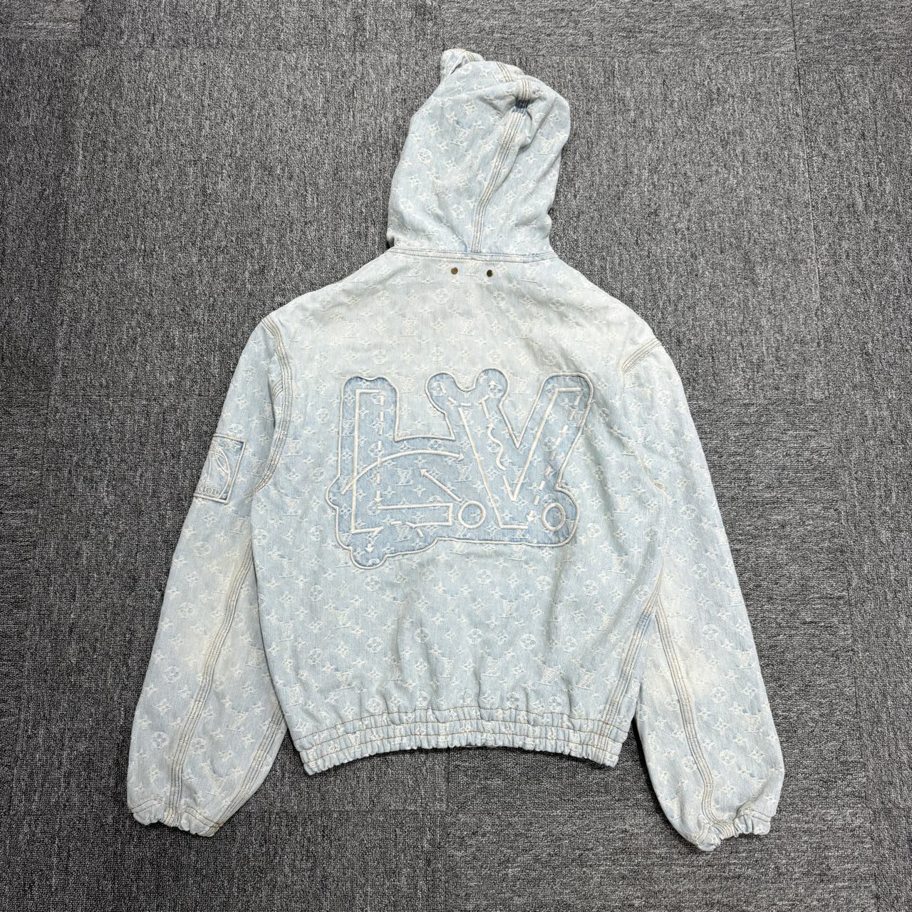 louis vuitton  nba monogram full print hooded denim jacket - 2