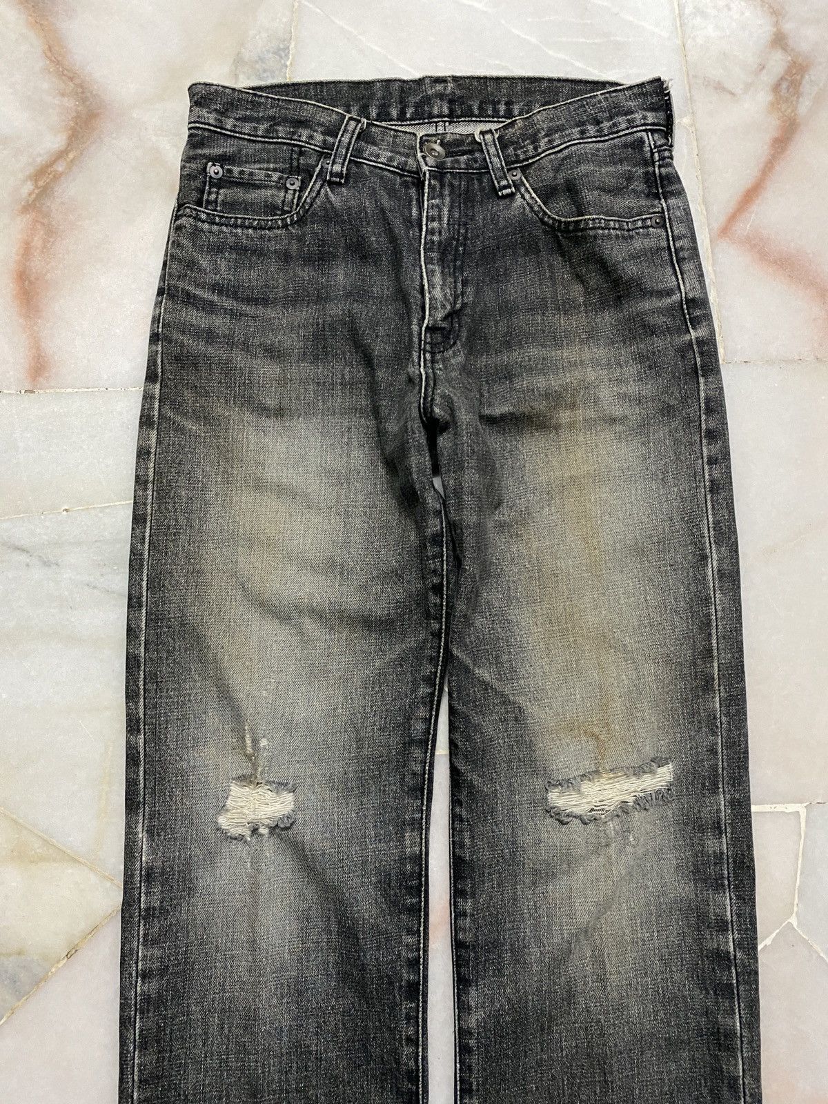 💥Vintage 90s Style Japanese Rusty Black Ripped Mudwash Jean - 3