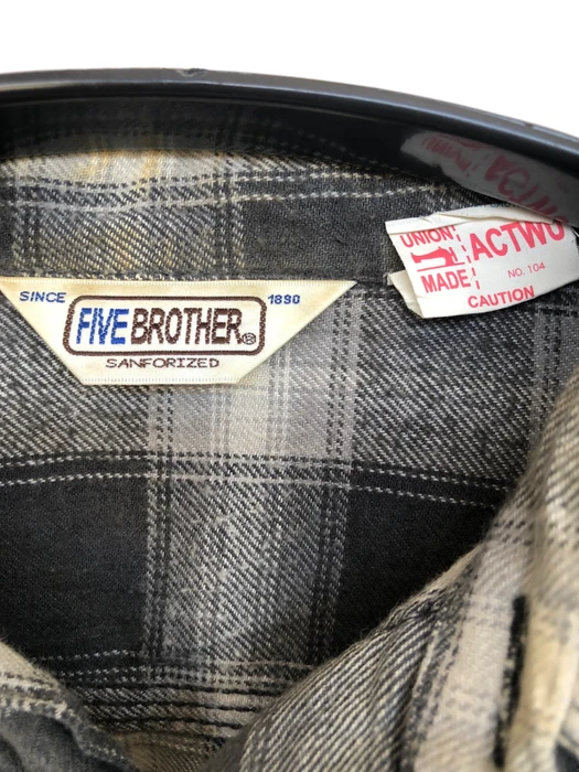 Five Brother - Vintage Five Brother Checked Plaid Tartan Flannel Shirt 👕 - 4