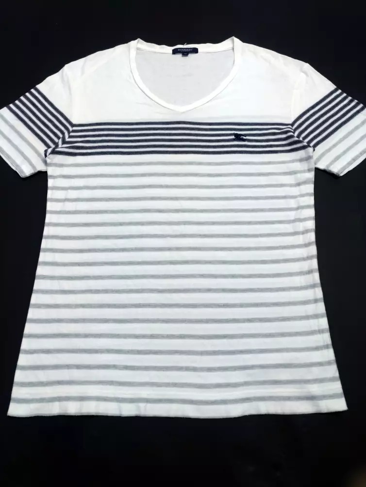 RARE! BURBERRY LONDON MADE IN JAPAN STRIPED V-NECK - 2