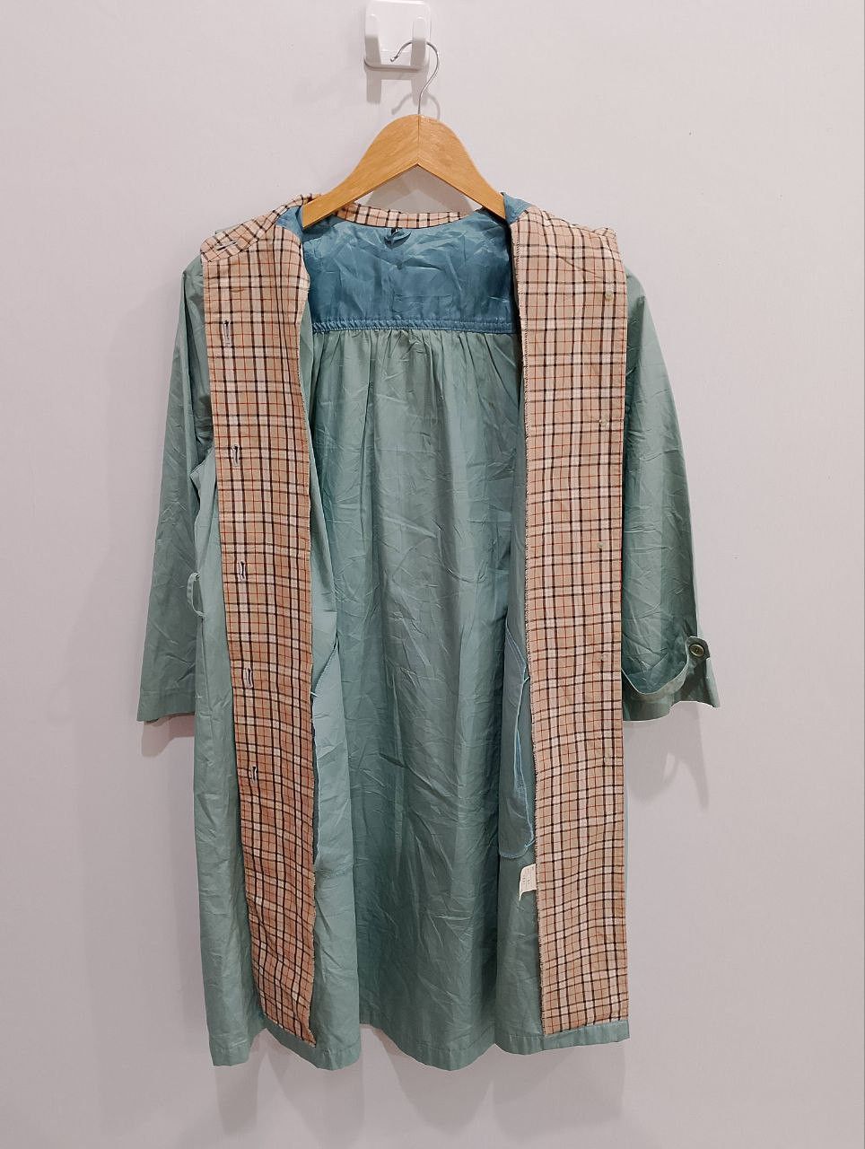 Vintage Japanese Designer Checkered Light Trench Coats - 4