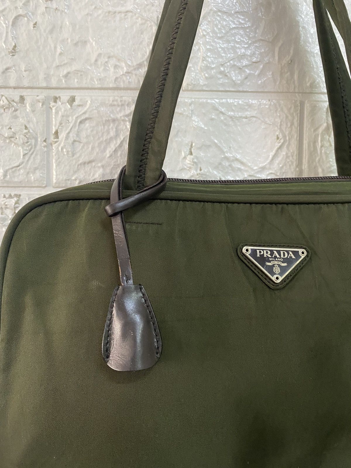 Authentic Vintage Prada Tessuto Nyalon Green Shoulder Bag - 5