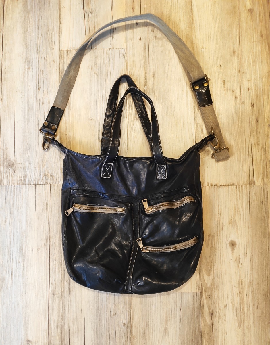 Giorgio Brato - Big washed leather crossbody bag.Like Guidi or Marsell - 1