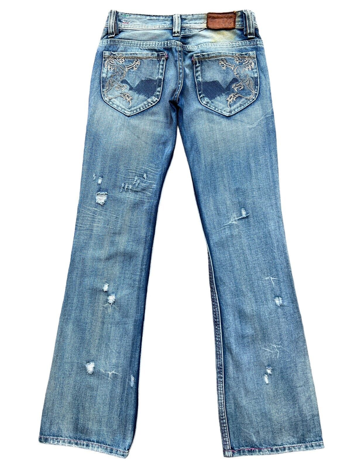Vintage Diesel Leather Distressed Flare Lowrise Jeans 30x33 - 3