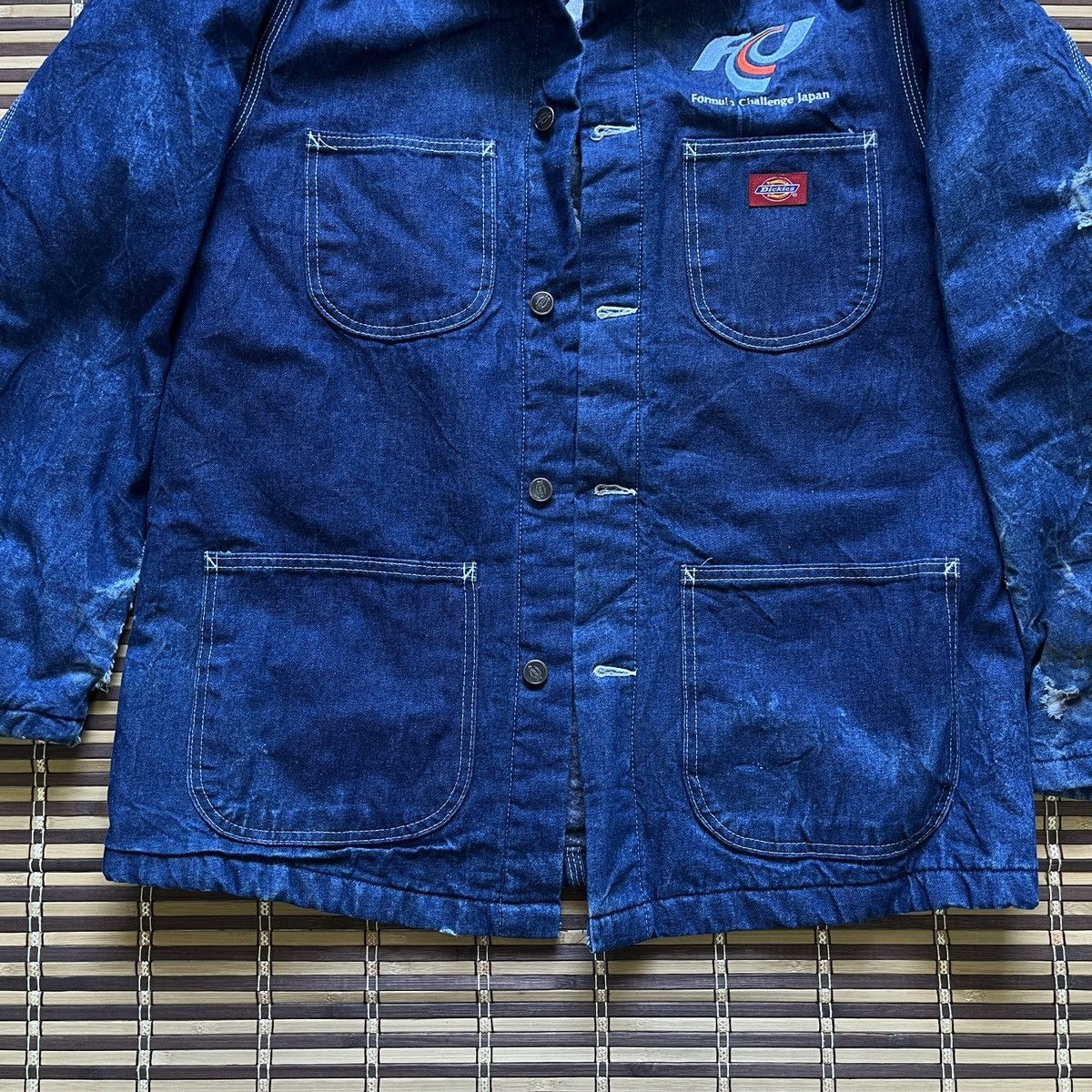 Vintage Dickies Chore Blanket Distressed Jacket Racing Japan - 9