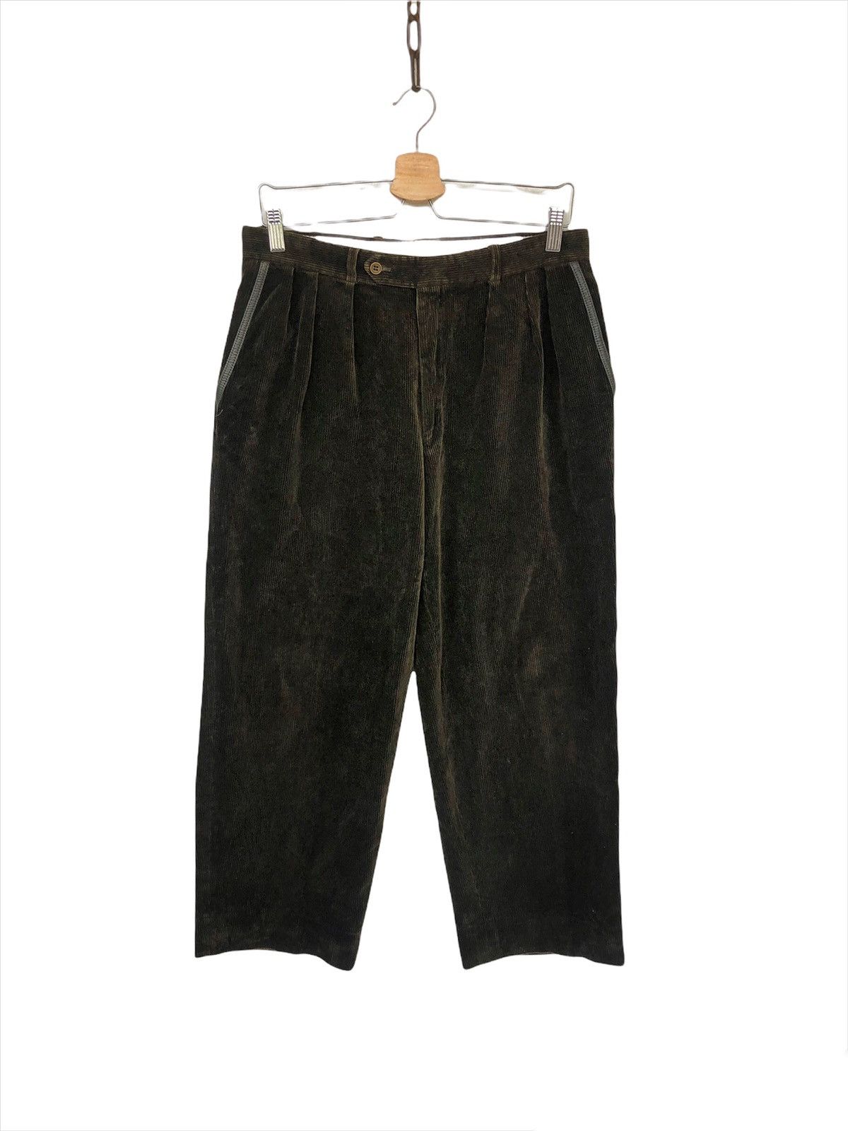 GRAIL🔥70s Hermés Paris Leather Pockets Velvet Baggy Pants - 2