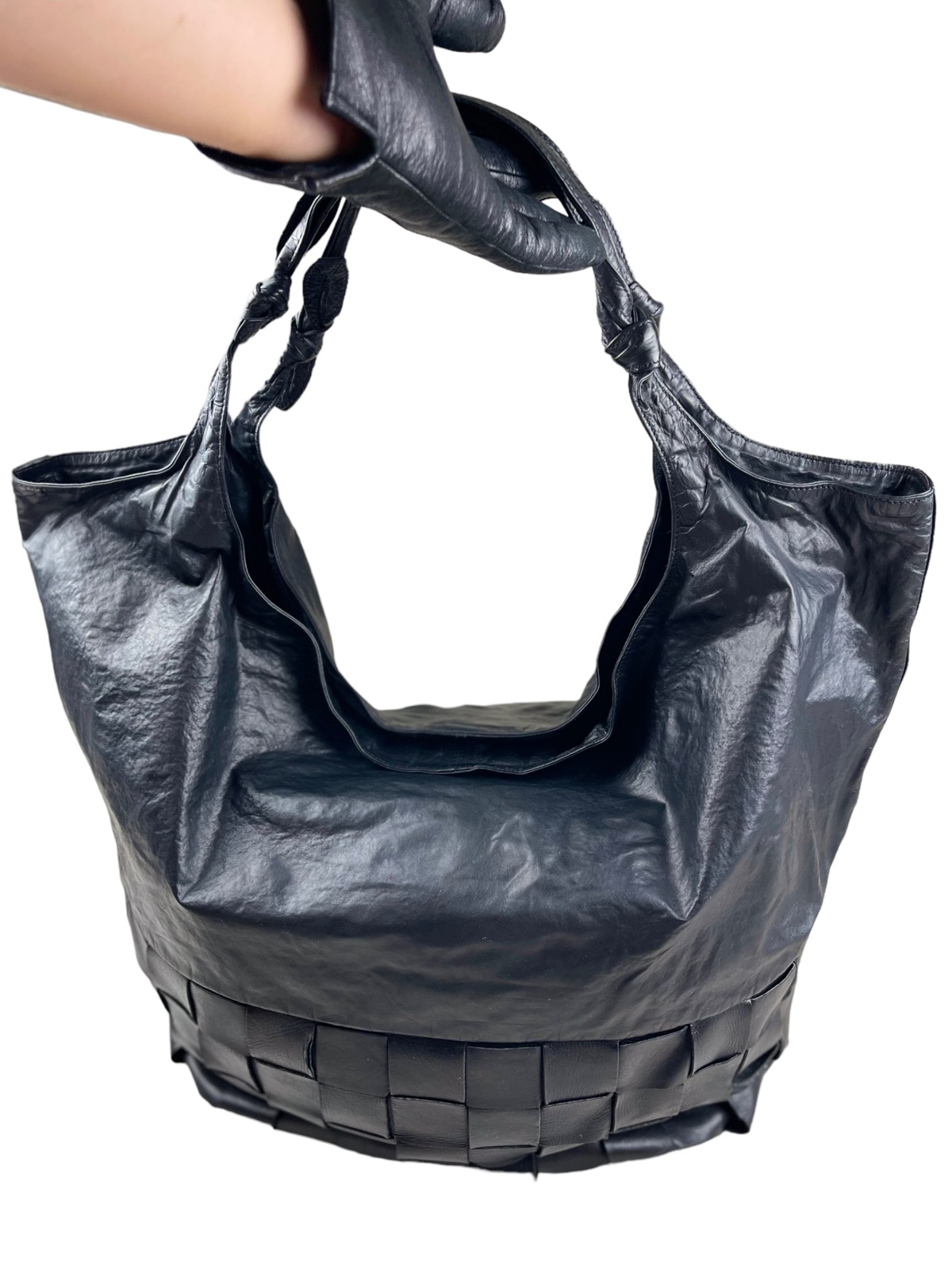 Jil Sander Hobo Leather Bag Bottom Woven - 3
