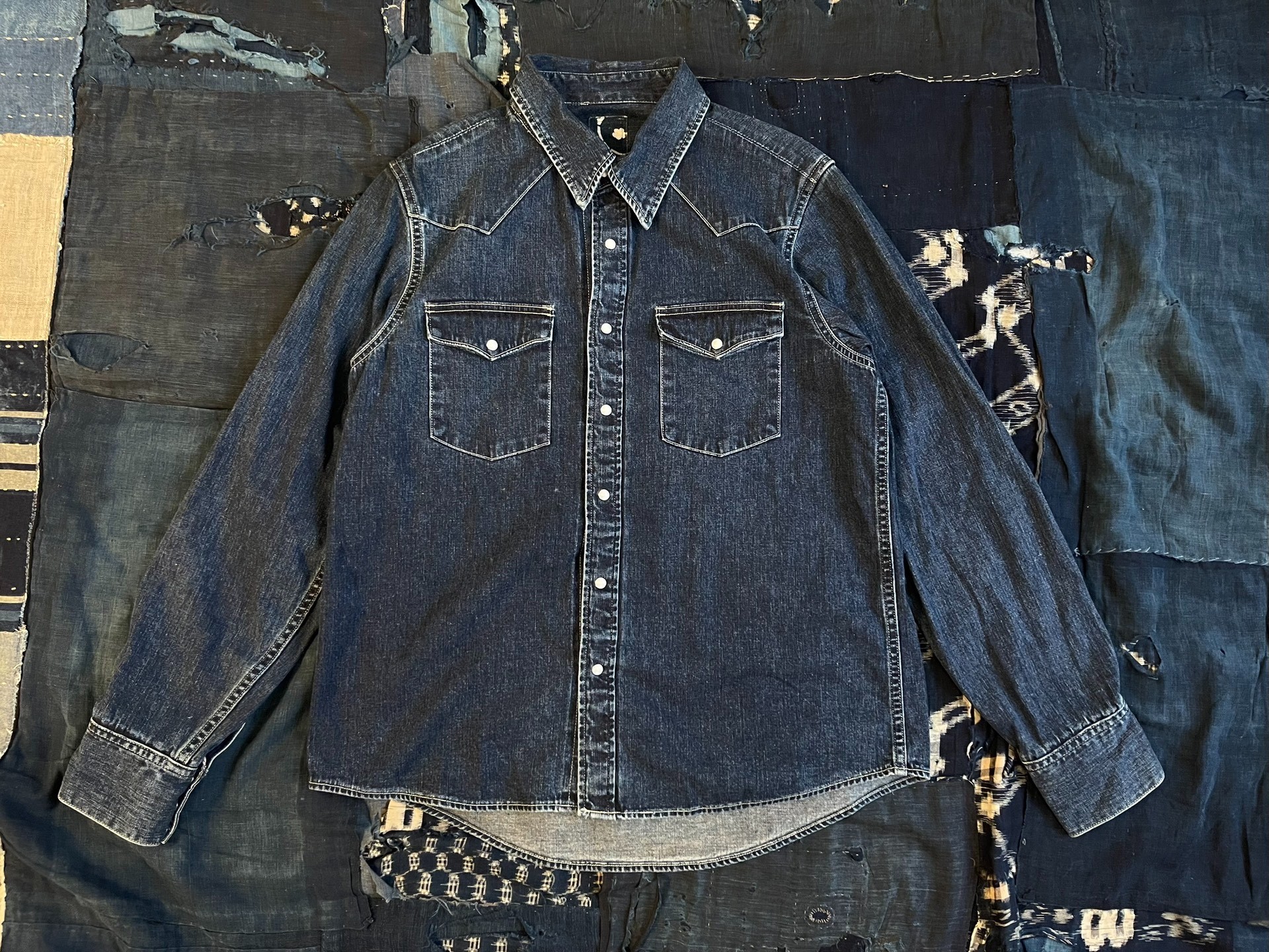 VISVIM 23SS ALBACORE SHIRT DMGD Ancient cloth water drop denim shirt - 2
