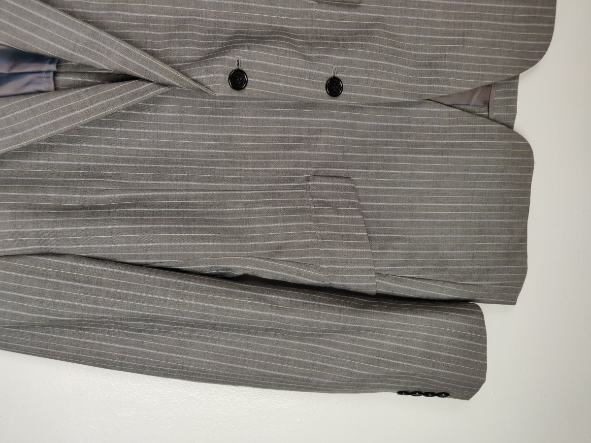 Y'saccs Sacsny Grey Stripe Blazer Coat Suit Jacket - 6