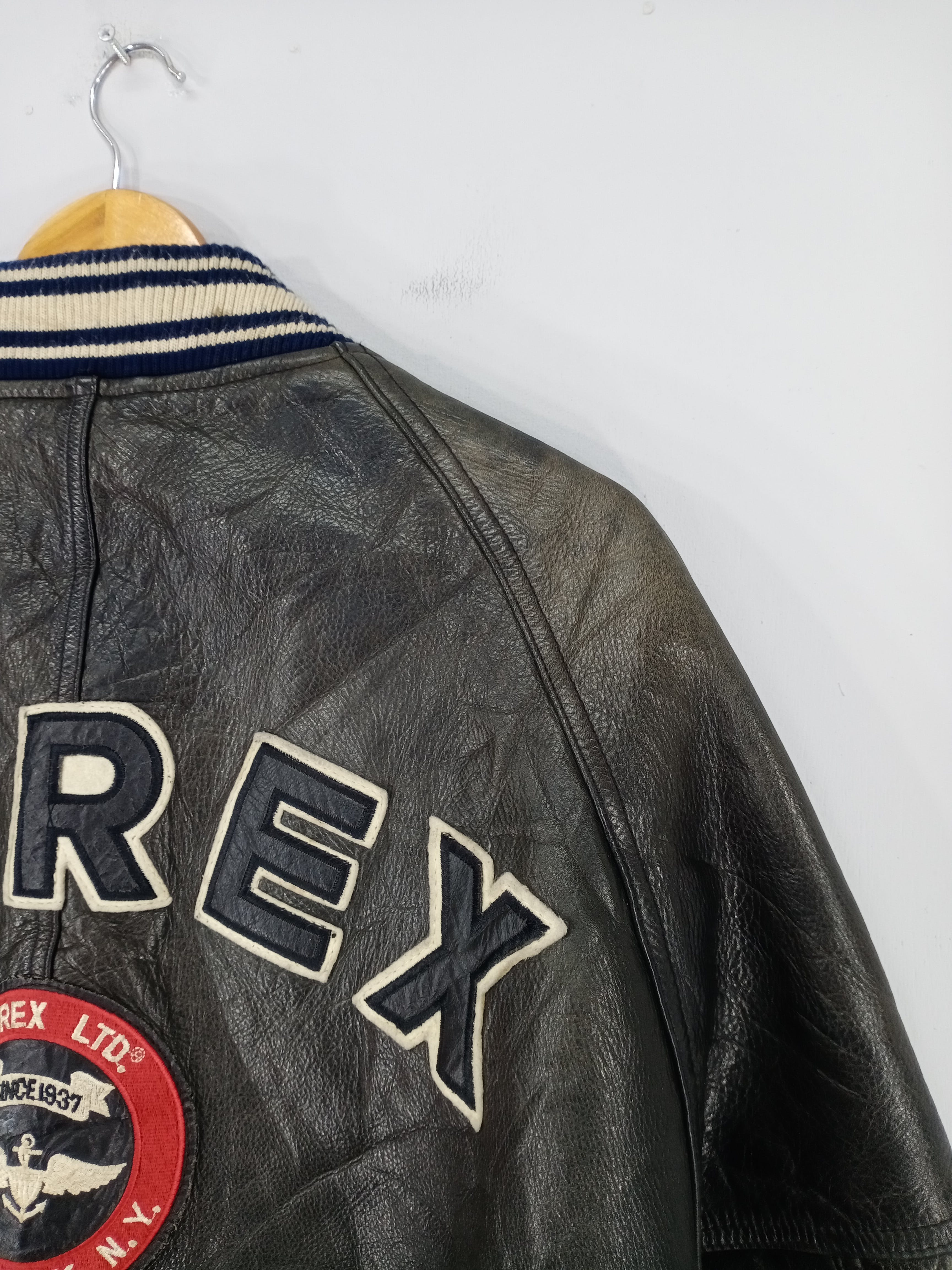 💥RARE💥Vintage Avirex Usa Spell Out Varsity Leather Jacket - 5