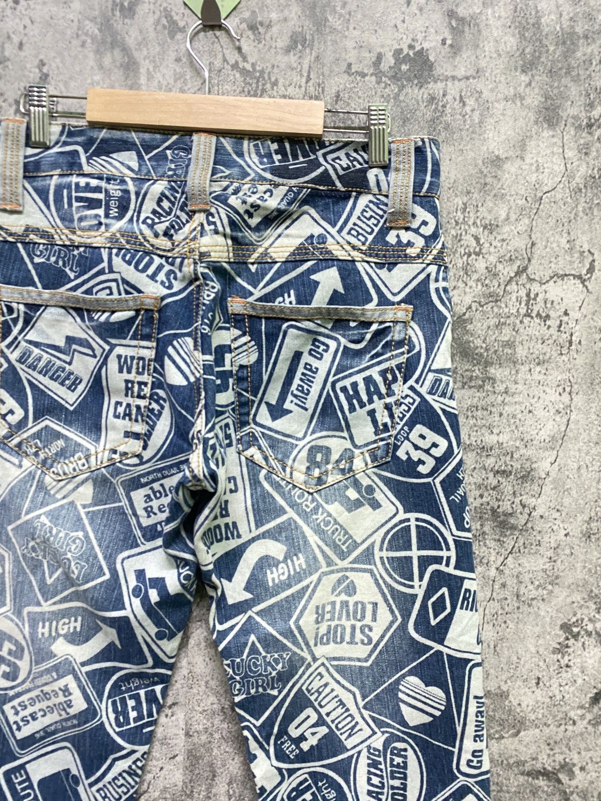 Japanese Brand Full Print Denim Faded like Hysteric Pants - 12