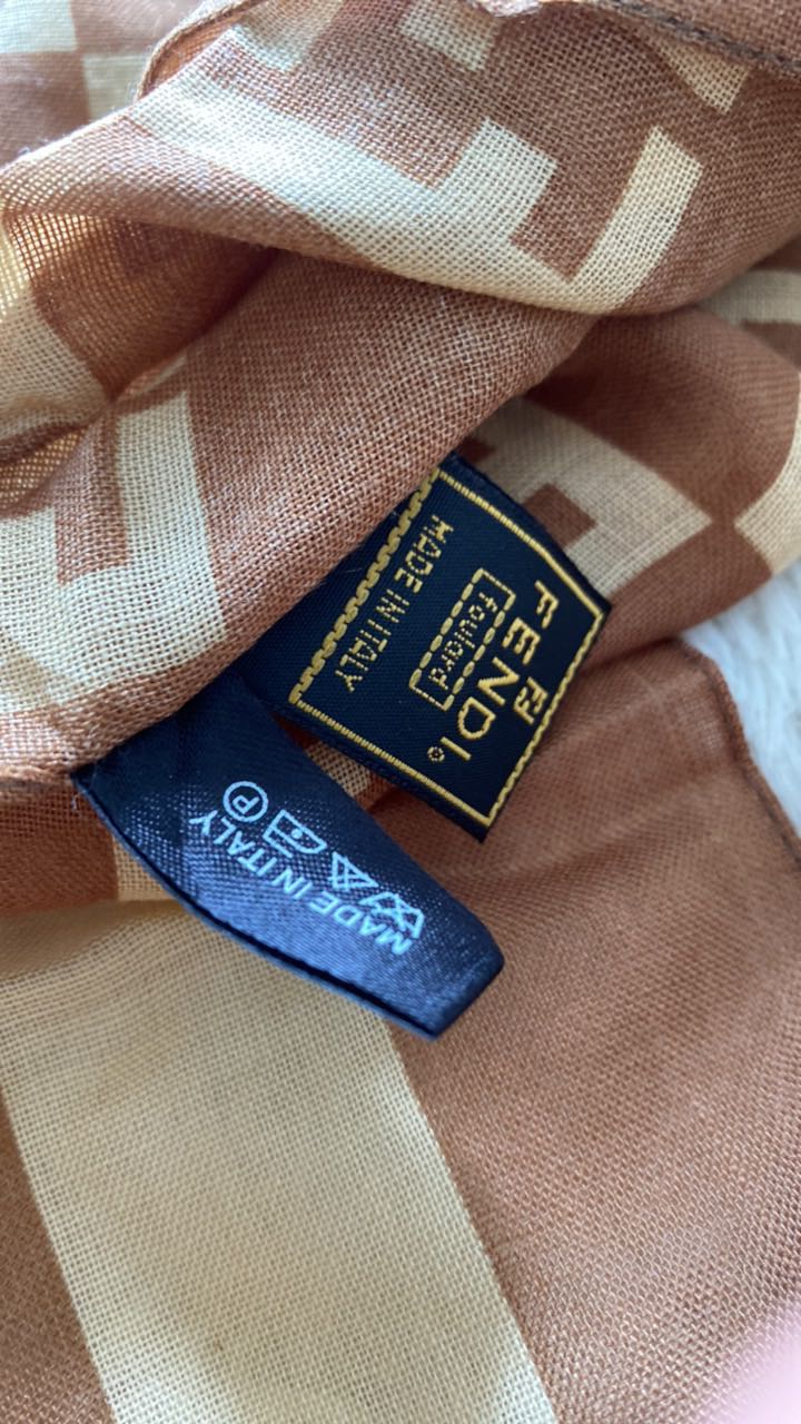 Vintage FENDI Foulard Silk Wool Scarf 11x61 - 9