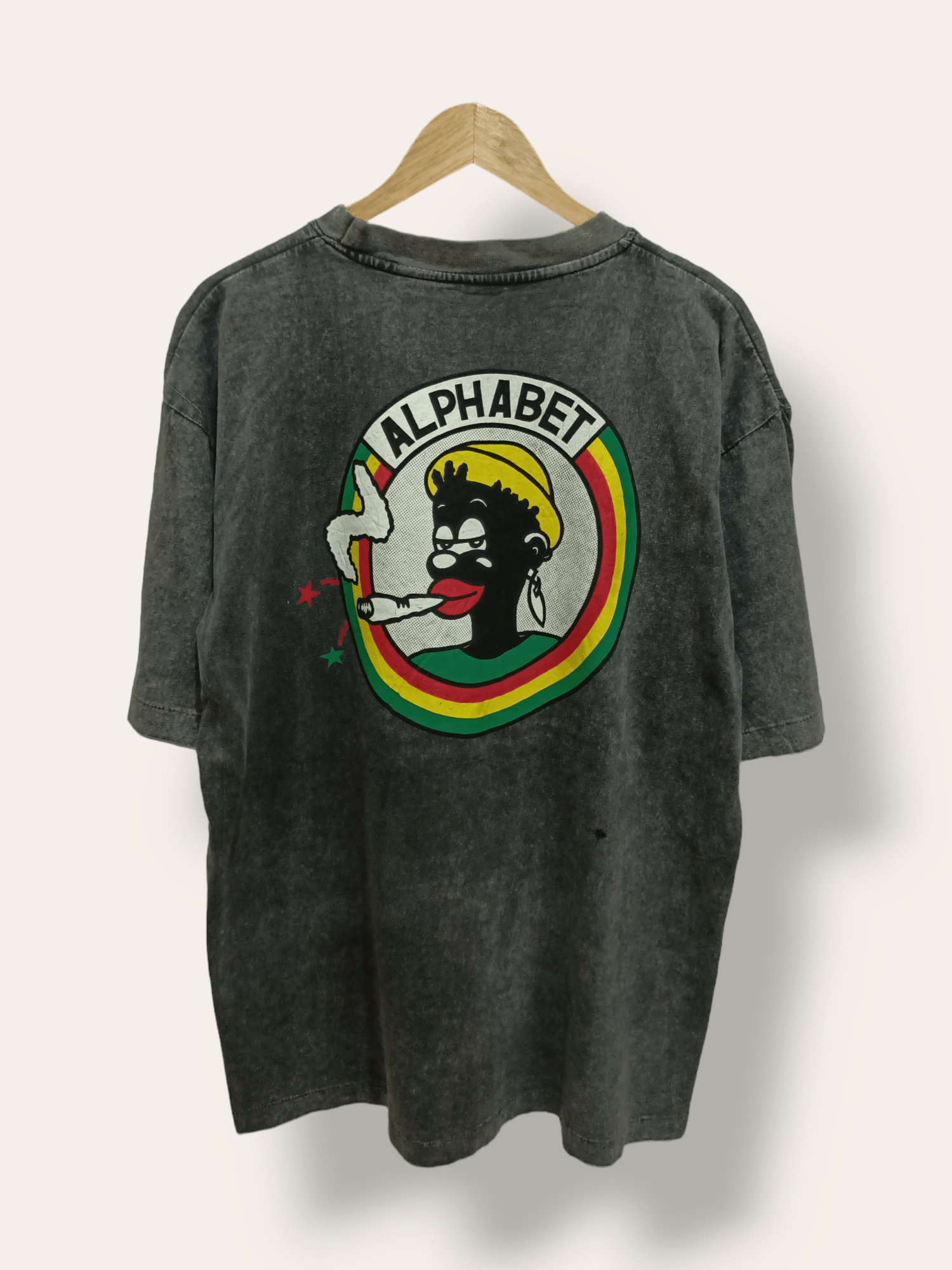 Vintage 90s ALPHABET Reggae Rasta Back Hit Printed Tee - 1