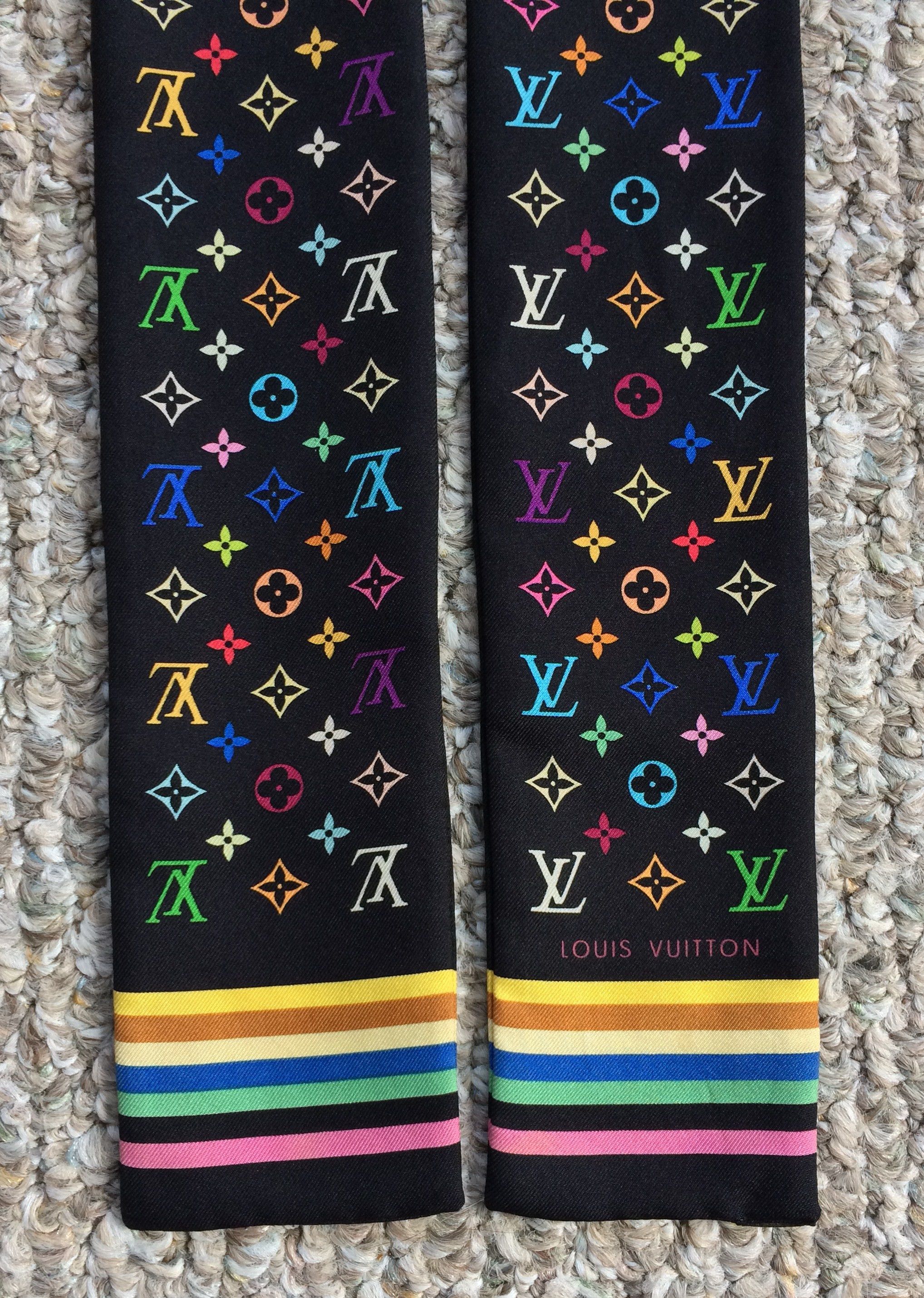 NEW S/S 2003 Vuitton Murakami Multicolor Monogram Scarf - 3