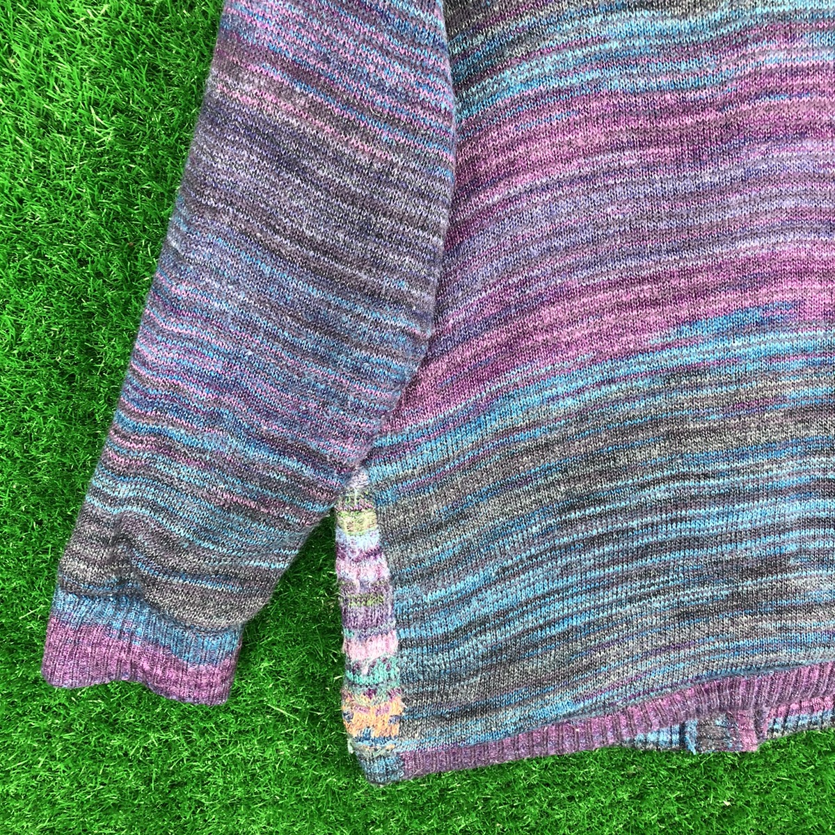 Vintage - Vintage 90's Cardigan Knit Multi Color Striped Shoulder - 6