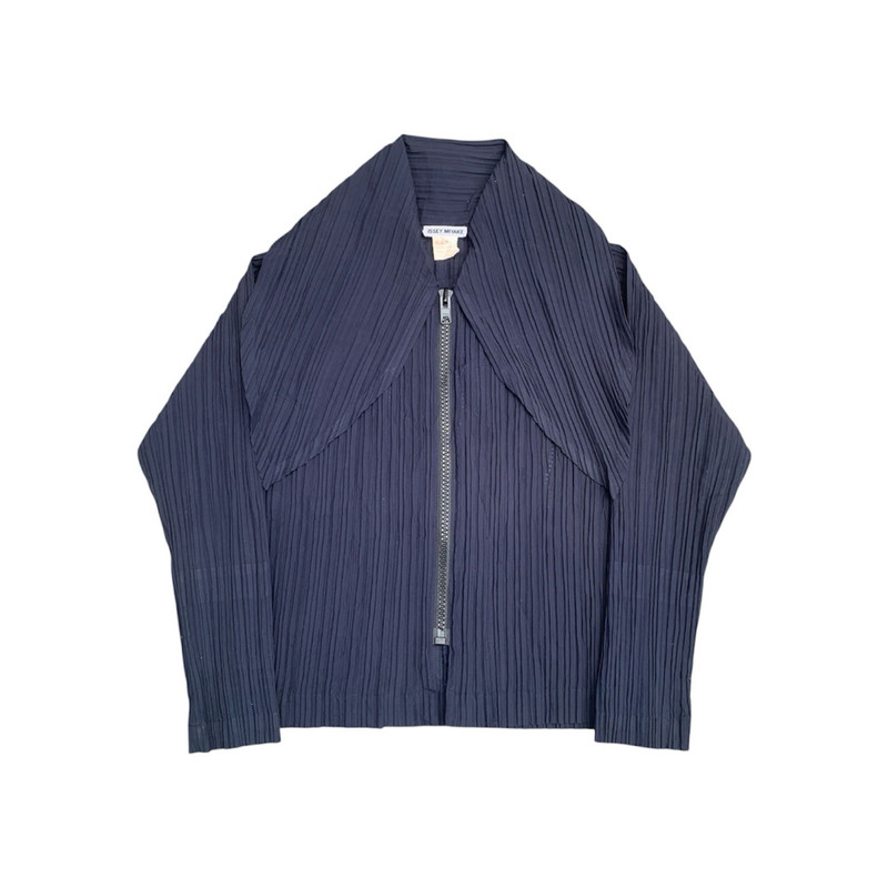 Vintage 90s Issey Miyake Pleated Hooded Zip Jacket - 1
