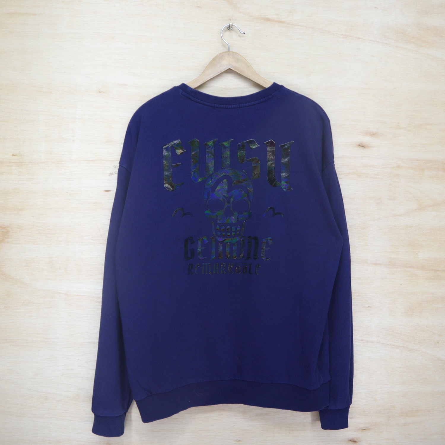 Vintage 90s EVISU Genuine Remarkable Holographic Big Logo Sweater Sweatshirt Pullover Jumper - 1