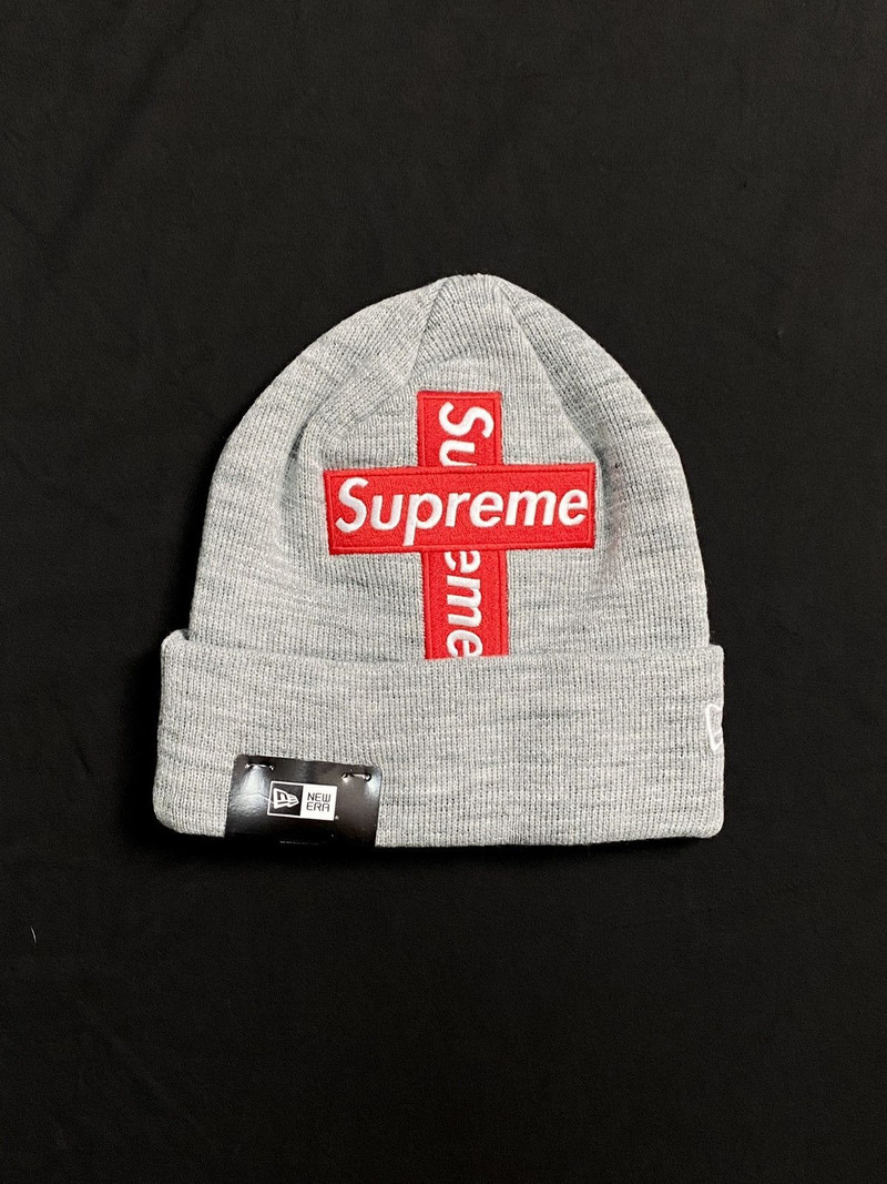 Rare 20FW Supreme New Era Cross Box Logo Gray Beanie OS - 1