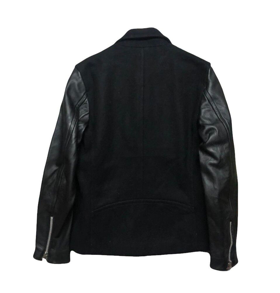 Rare🔥Nano Universe Black Leathe Bikers Jacket Double Collar - 3