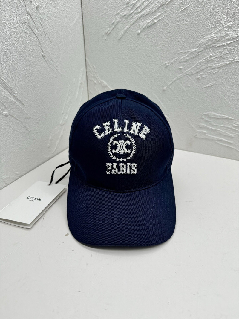 Celine Logo Embroidered Baseball Cap Blue - 1