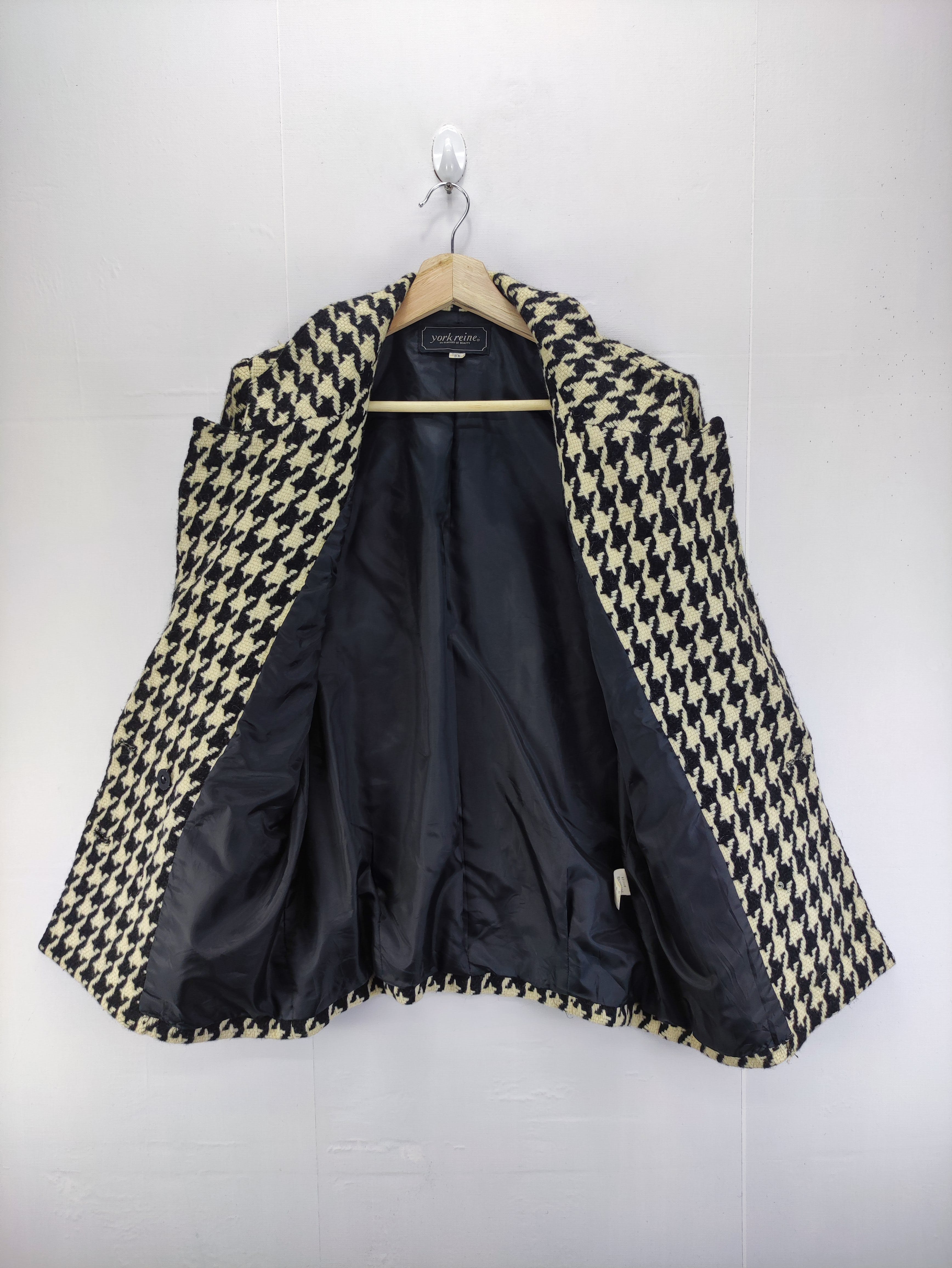 Vintage Houndstooth Wool Coat Blazers By York Reine - 4