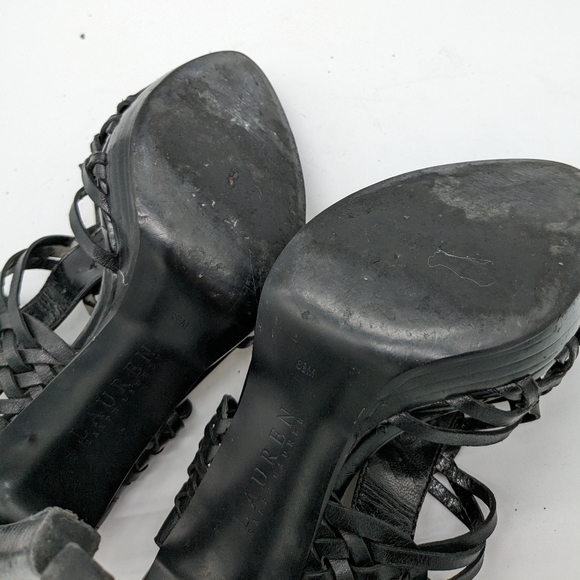 Lauren Ralph Lauren Black Leather Weave Closed Toe Heels Women's 8.5M - 7