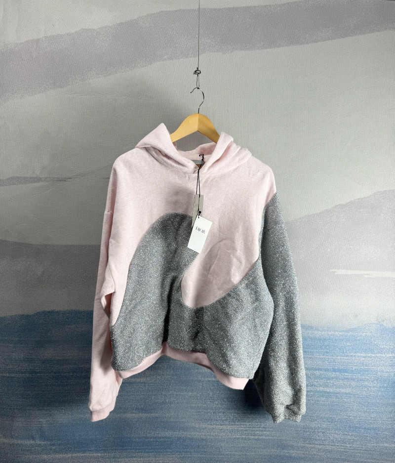 Dior x ERL Pink Glitter-Panel Hoodie - 1