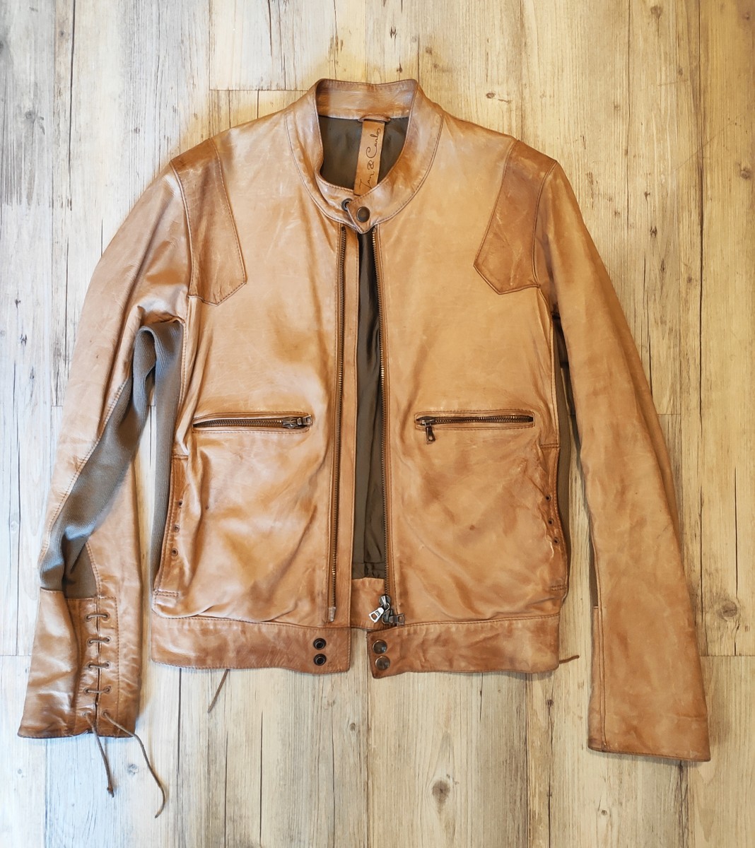 Jan & Carlos - GRAIL! Mixed leather cafe racer.Like Dries van Noten - 1