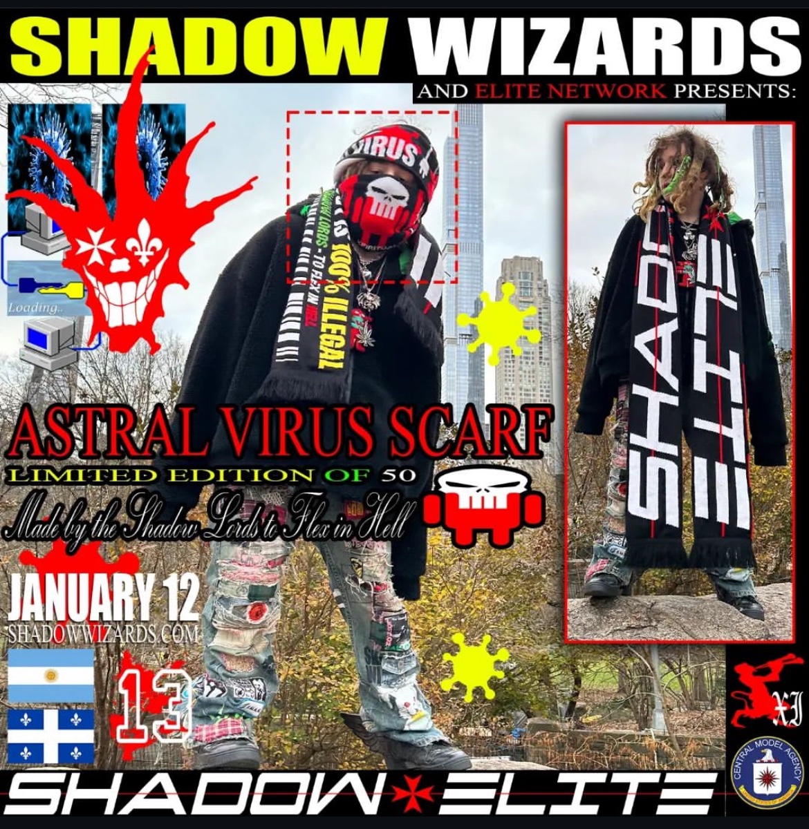 Shadow Wizard Money Gang x 3rd World Elite Astral Virus Scarf - 4