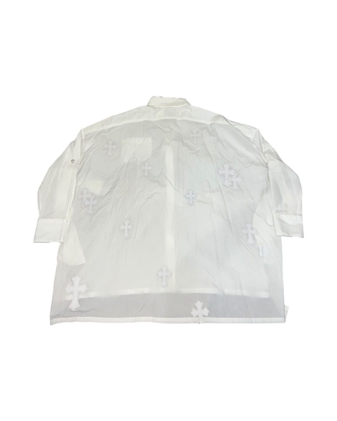 Mahal Kita white leather cross patch button up shirt - 2