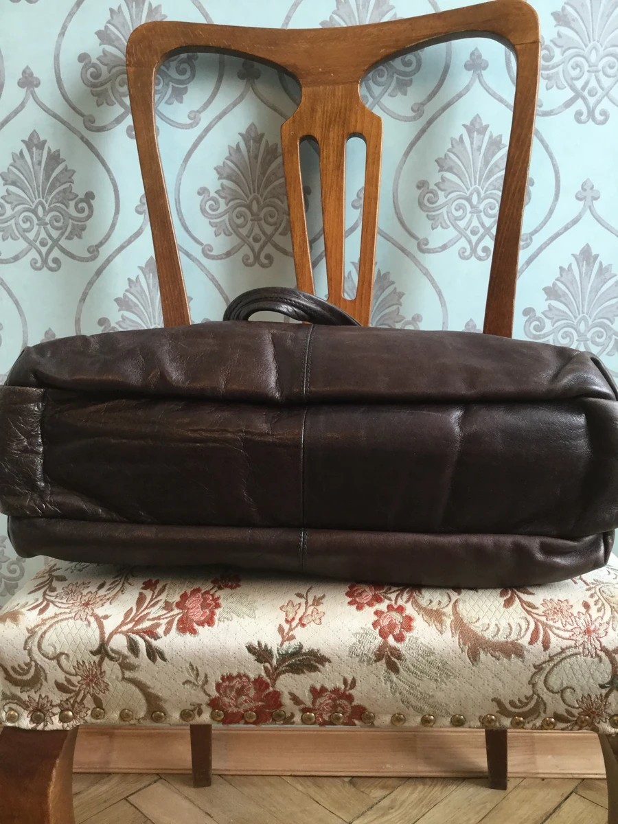 Y’s brown classical semicircle leather bag - 3