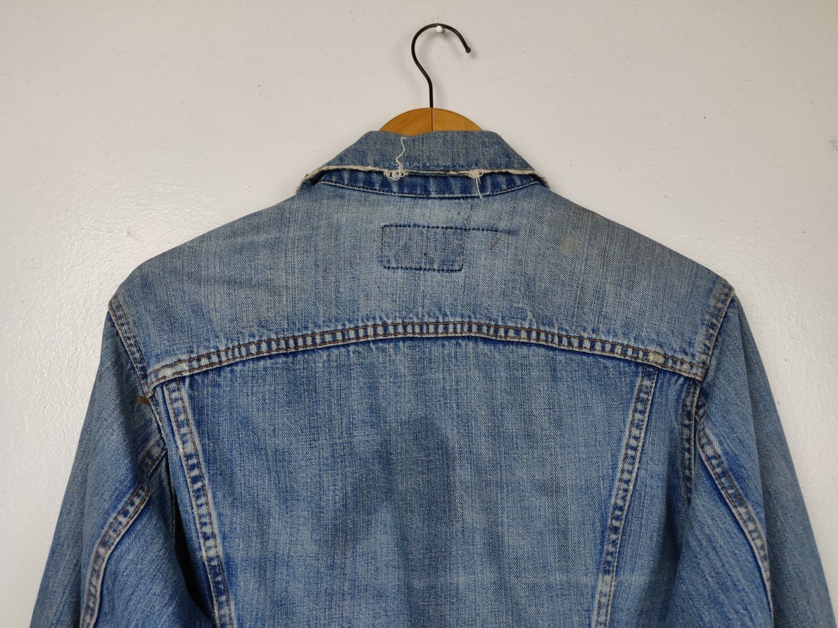 Distressed Trucker Denim Jeans Jacket - 8
