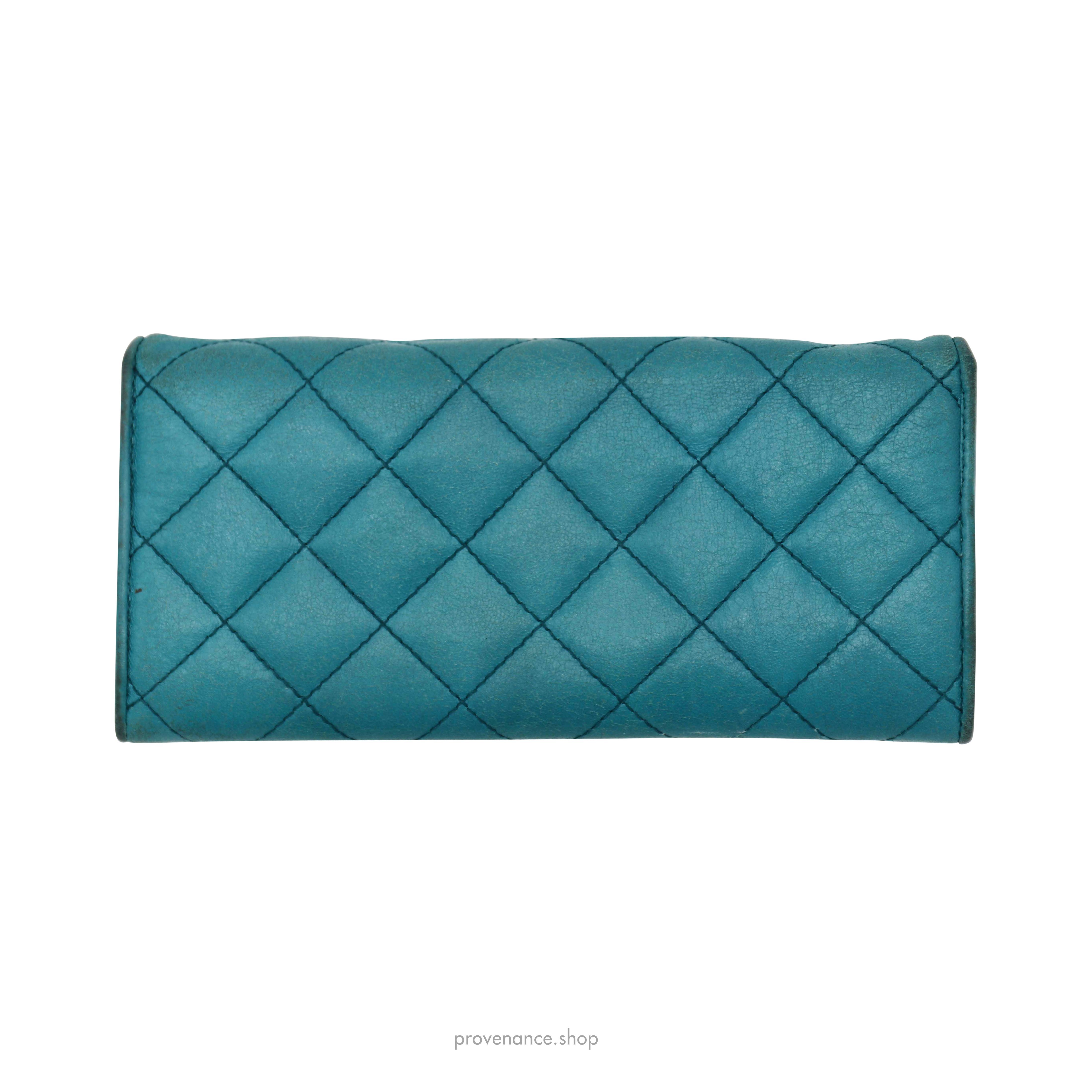 Prada Long Wallet - Quilted Blue Calfskin Leather - 2