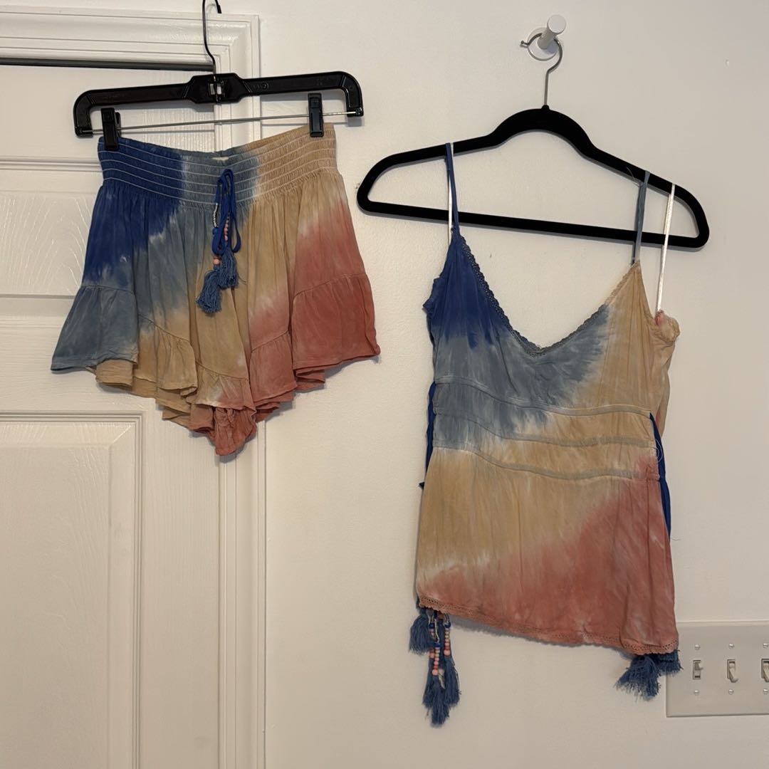 Surf Gypsy Tie Dye Boho Beach Set with Beaded Tassels - 8