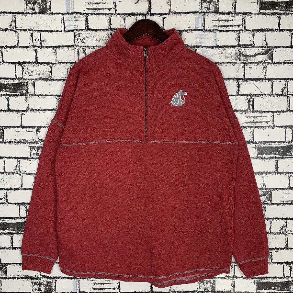 Vintage - Washington State University Cougars Small Logo Half Zip - 1