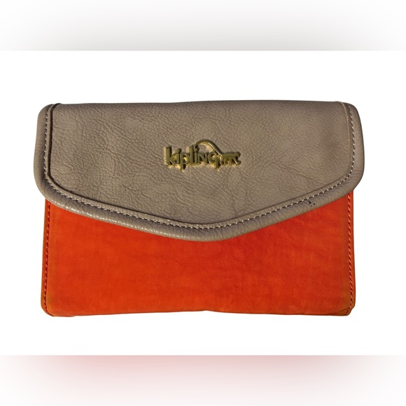 Kipling Orange / Tan Nylon Small Crossbody Wallet and Clutch - 1