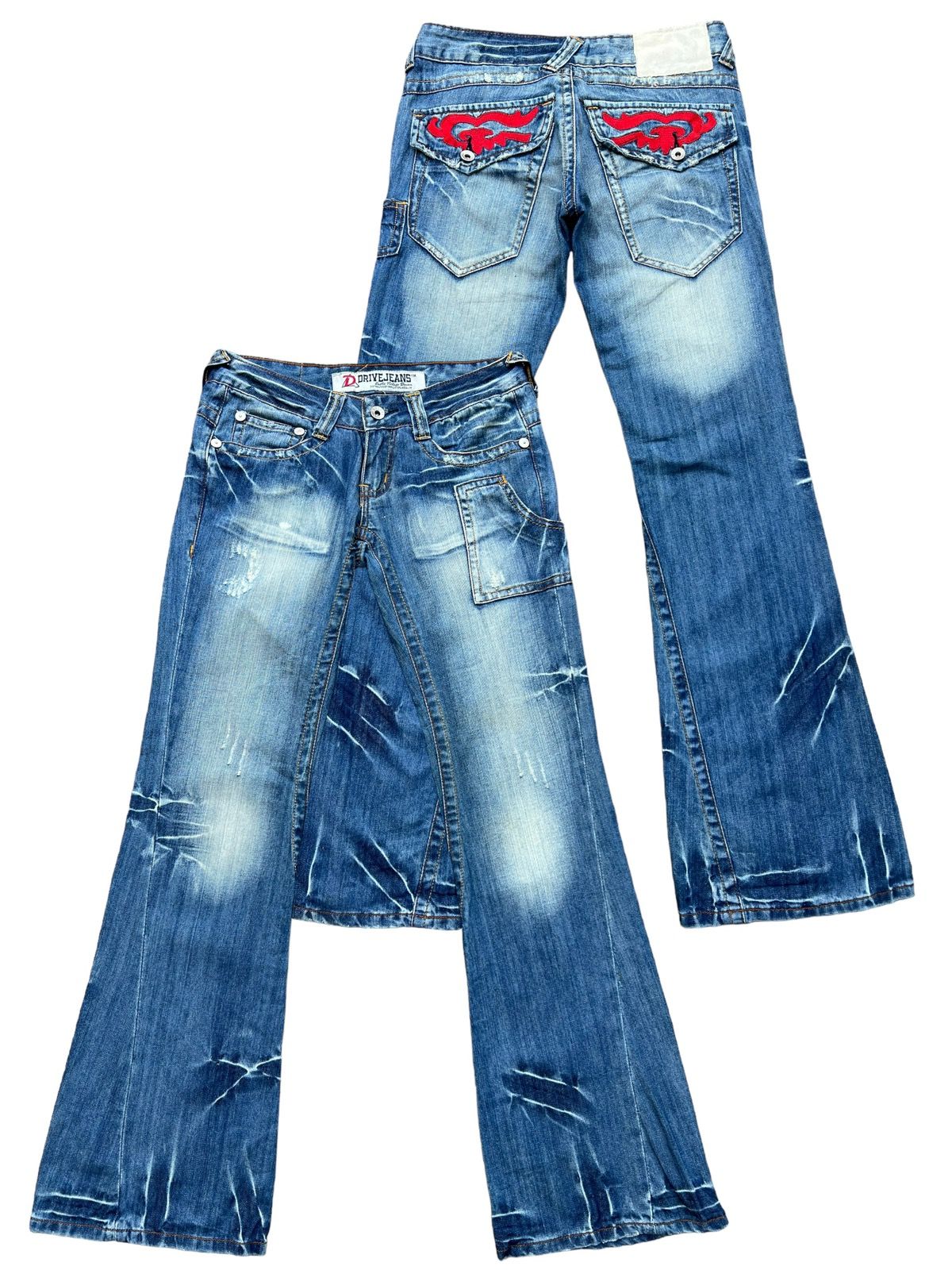 Hype - Drive Mud Wash Distressed Lowrise Denim Flare Jeans 28x32 - 1