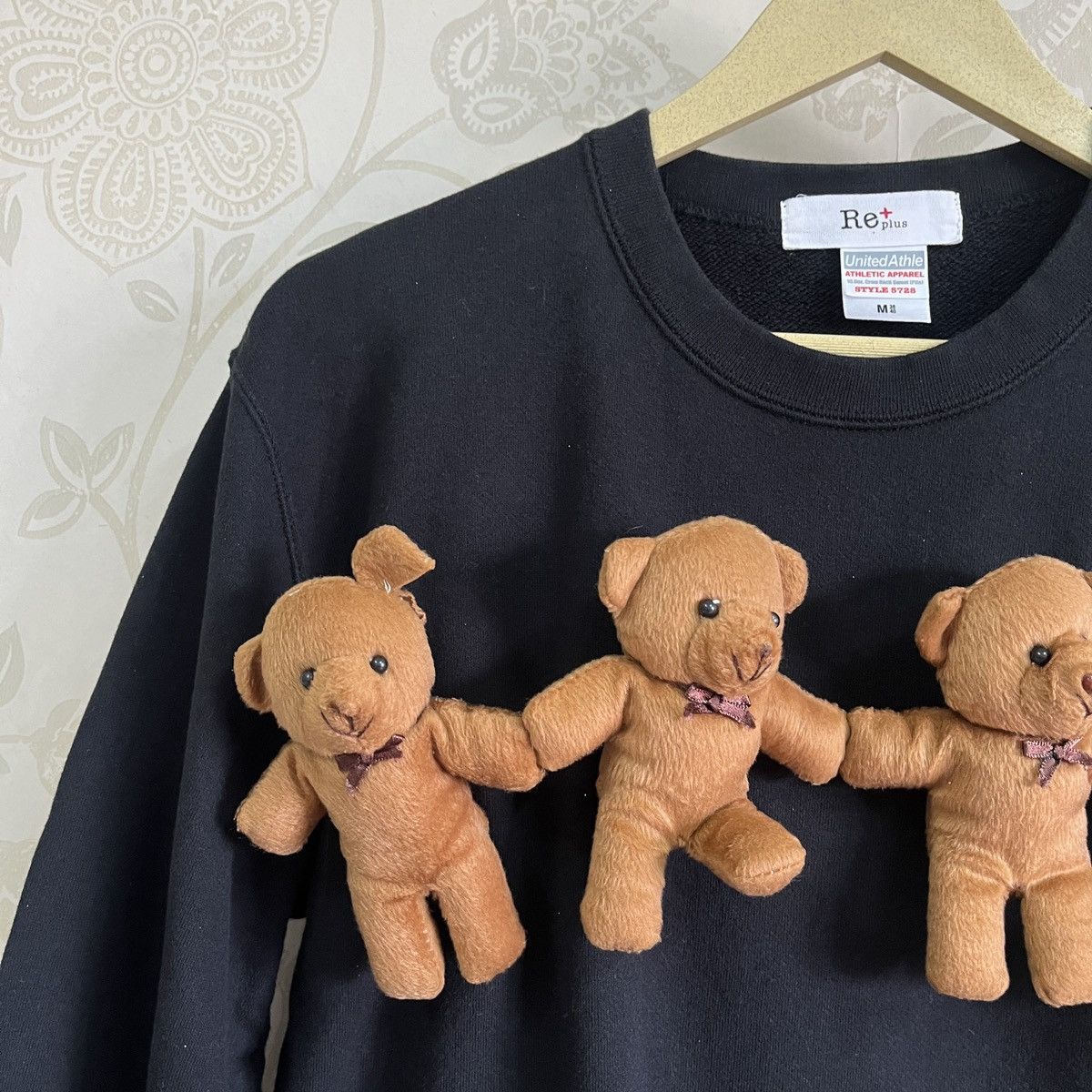 Designer - Rare Mini Teddy Bear Distressed Black Crewneck Sweater - 3