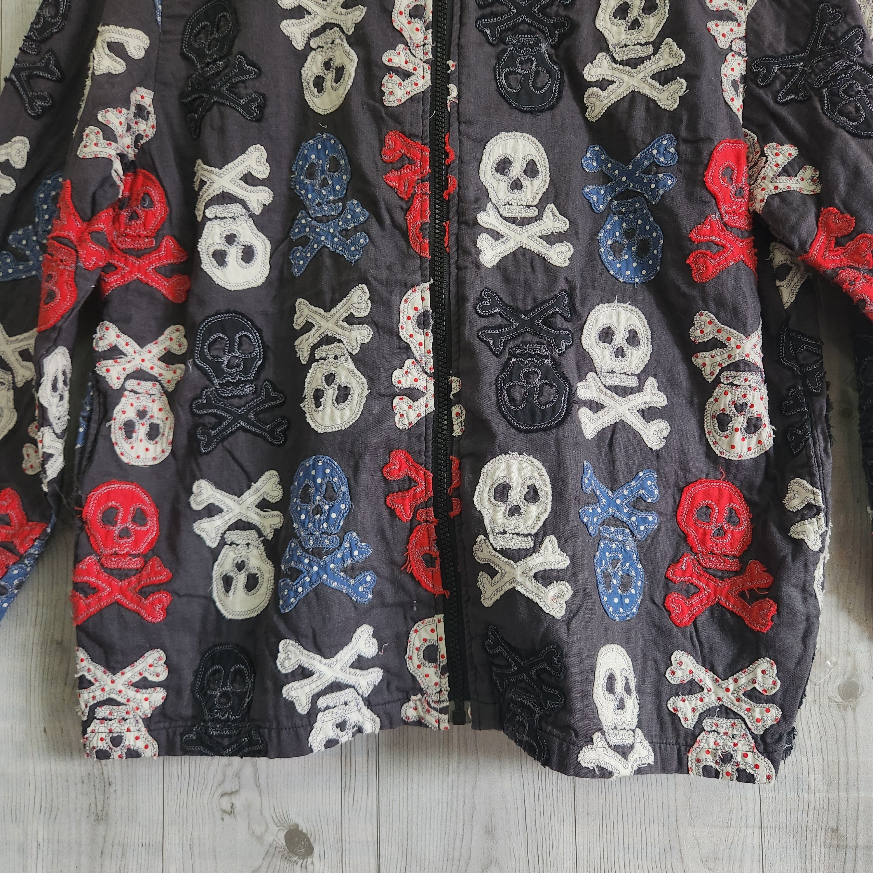 Archival Clothing - Horror Skulls Full Patches Sweater Full Zipped Japan - 7