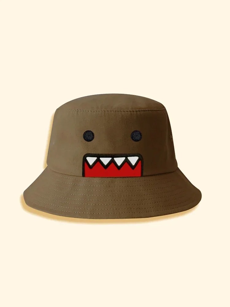 Japanese Cartoon Cute Y2K Anime Domo Kun Print Fisherman Panama Hat Bonnet Cap Beanie - 2