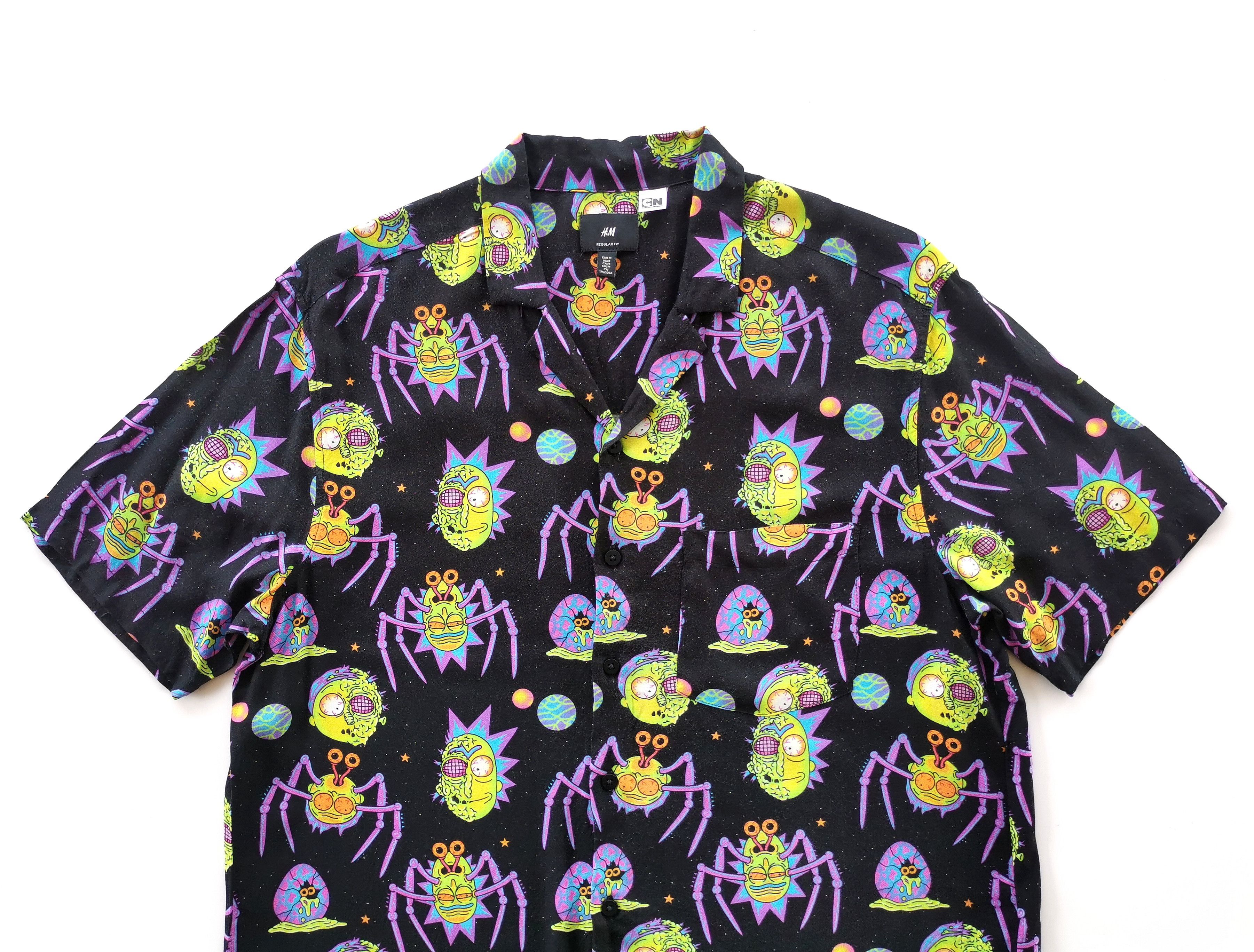 H&M Rick & Morty Hawaiian Open Collar Shirts Cartoon Network - 2