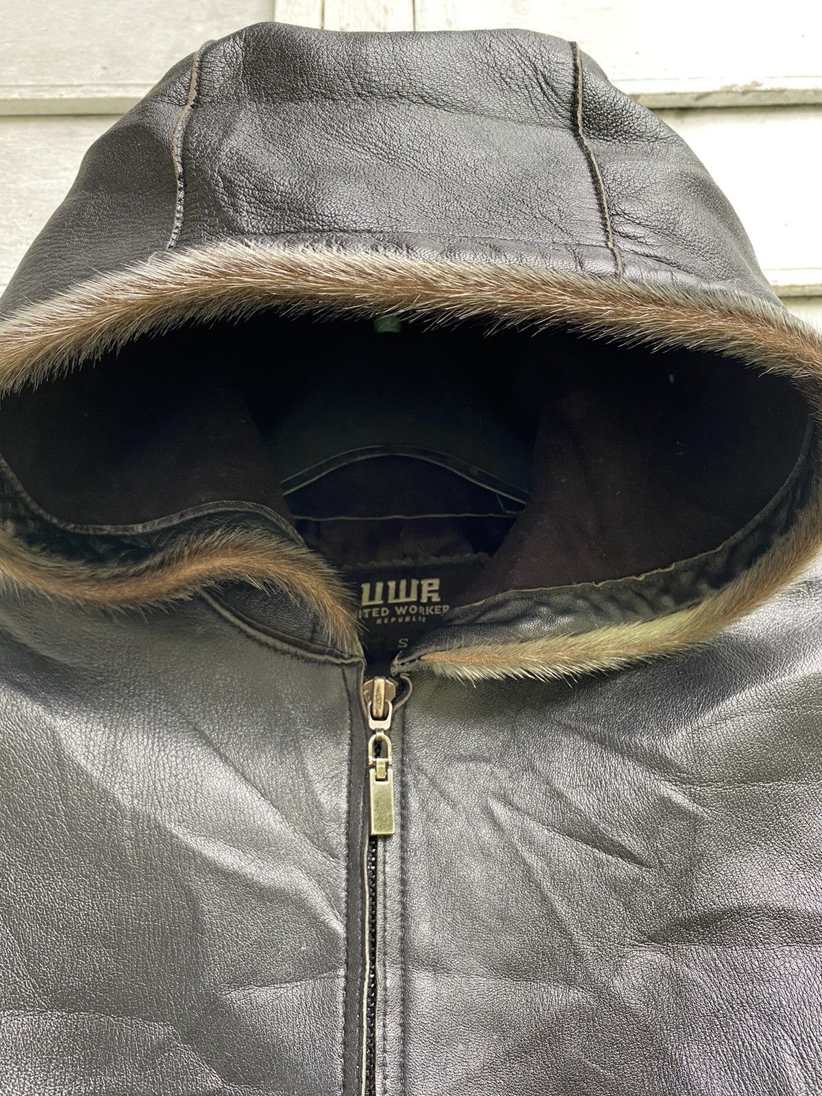 Genuine Leather - United Worker Republic (UWR) Fur Lining Leather Hoodie JKT - 5