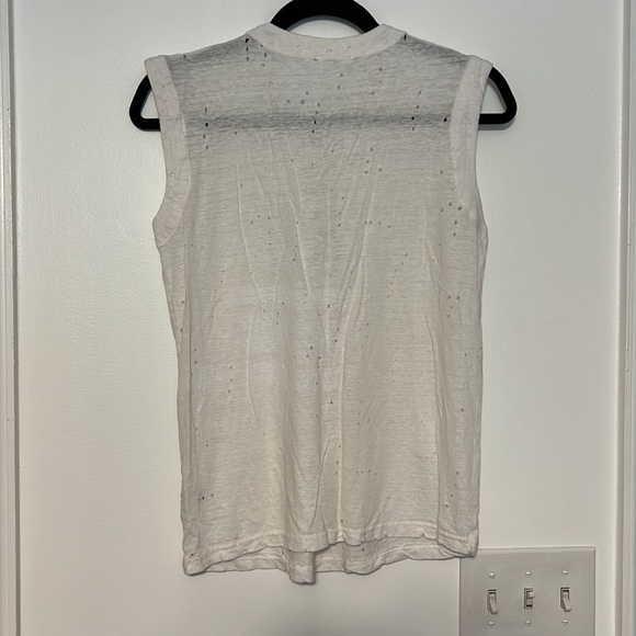 Olivaceous - Olivacious White Linen Distressed Lace-Up Sleeveless Shirt - 4